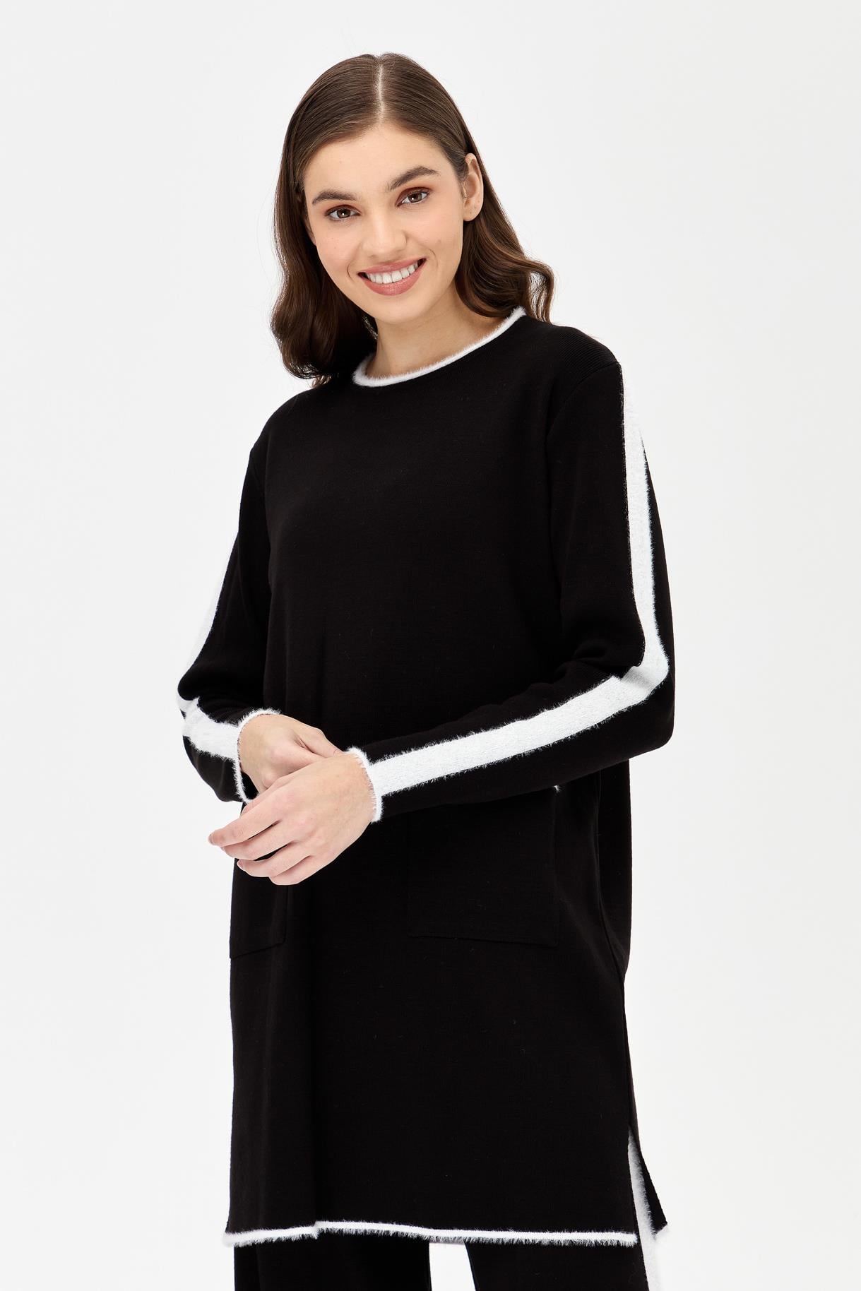 Tunik Pantolon İkili Triko Takım - SİYAH