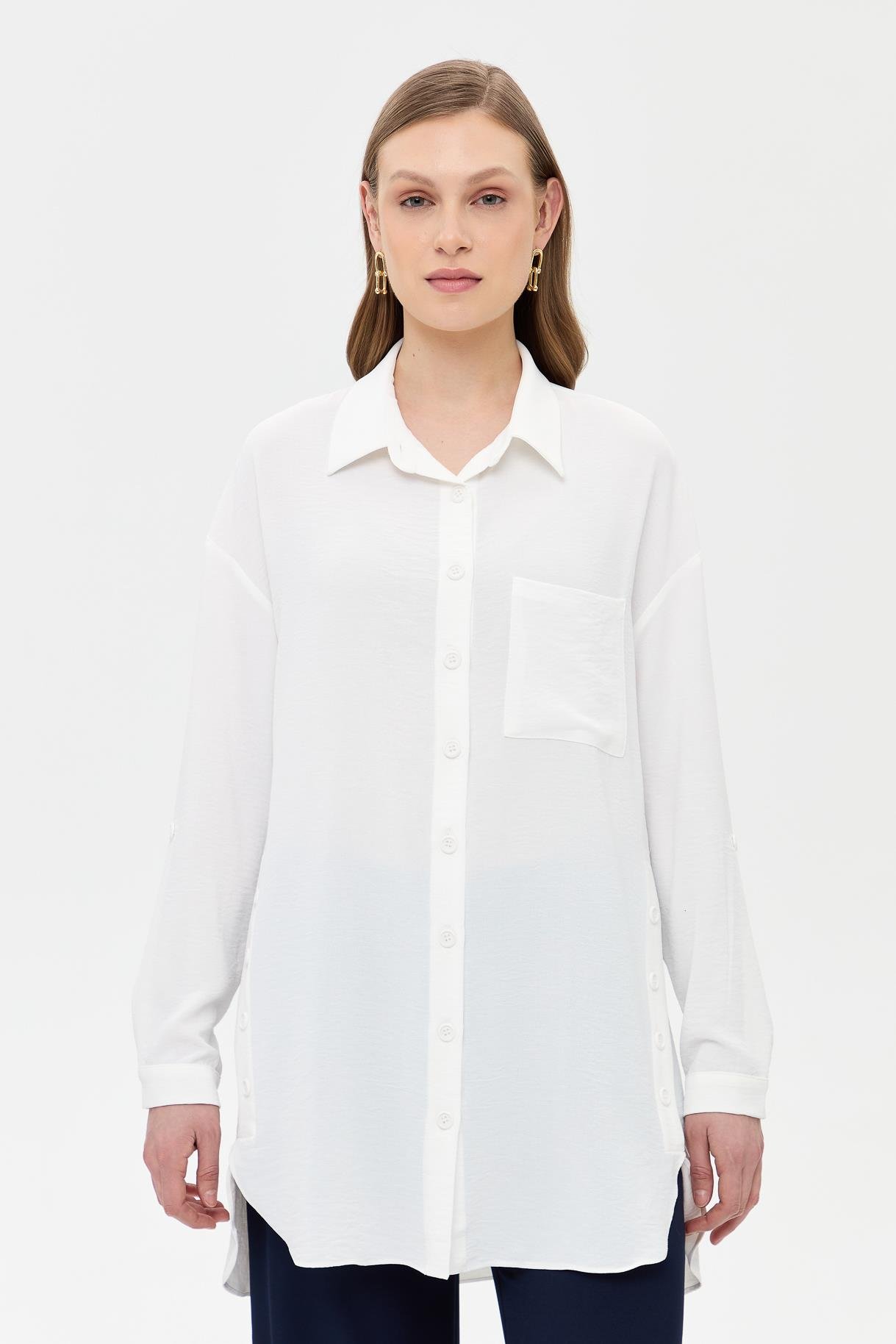 Yanları Düğme Detaylı Gömlek - KEMIK