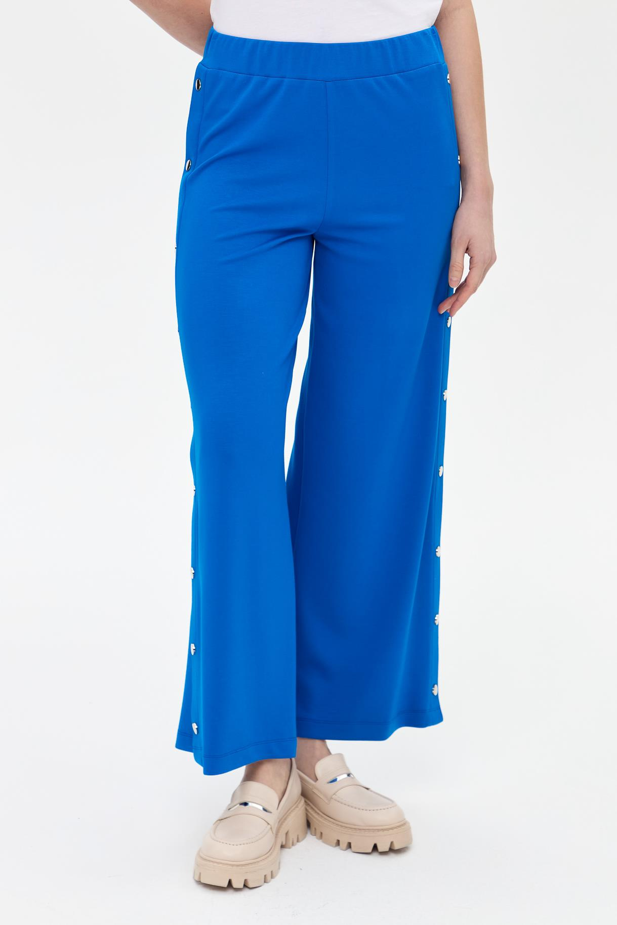 Yanları Düğme Detaylı Modal Pantolon - SAX