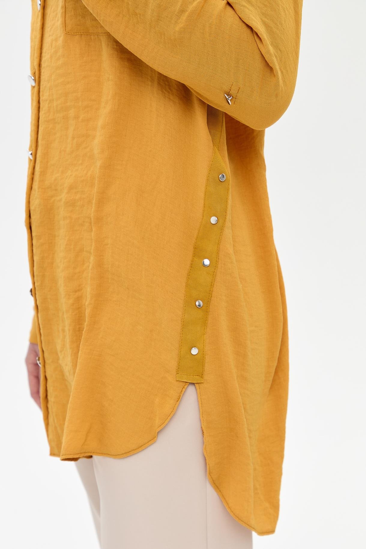 Yanları Zımba Detaylı Gömlek - HARDAL