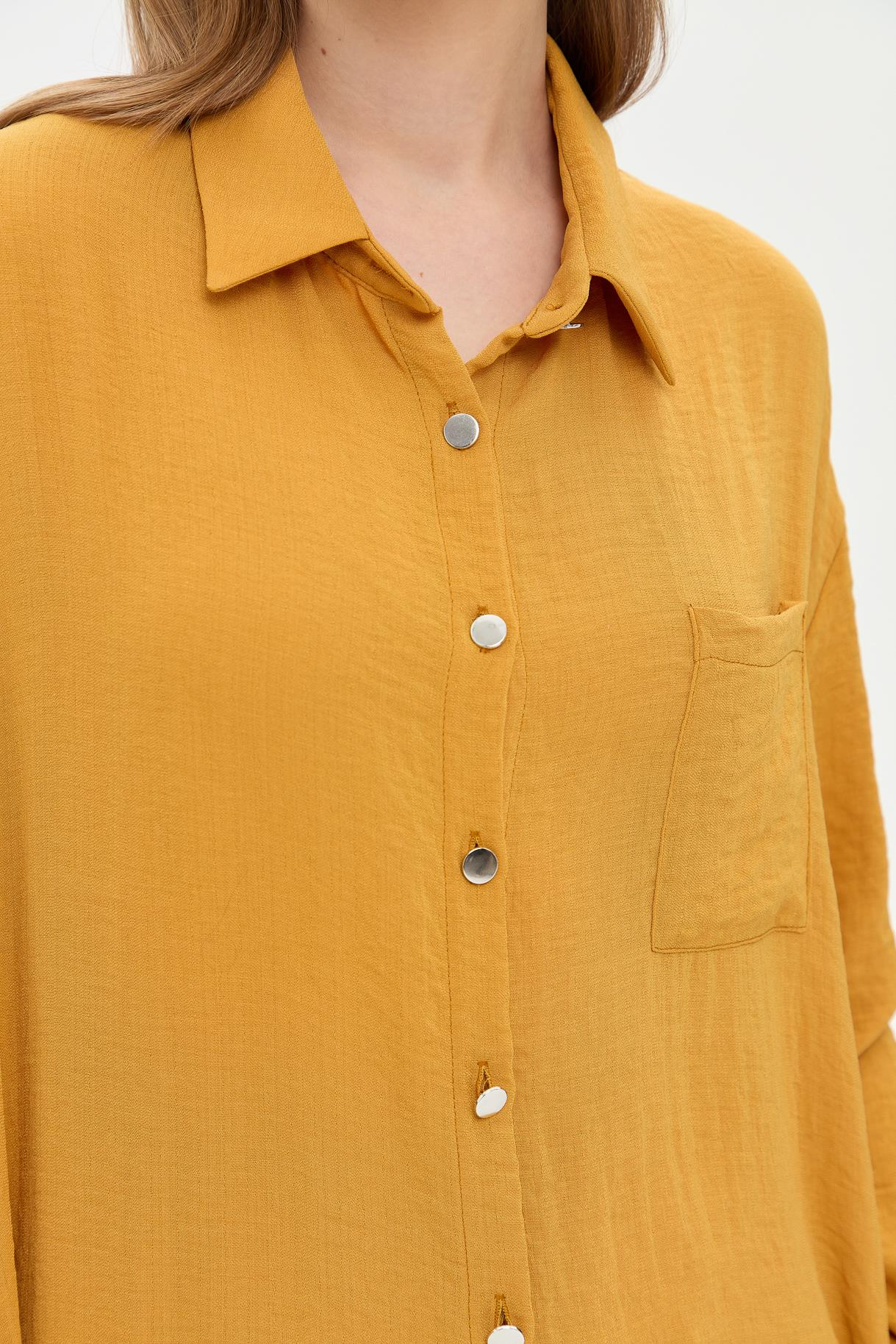 Yanları Zımba Detaylı Gömlek - HARDAL