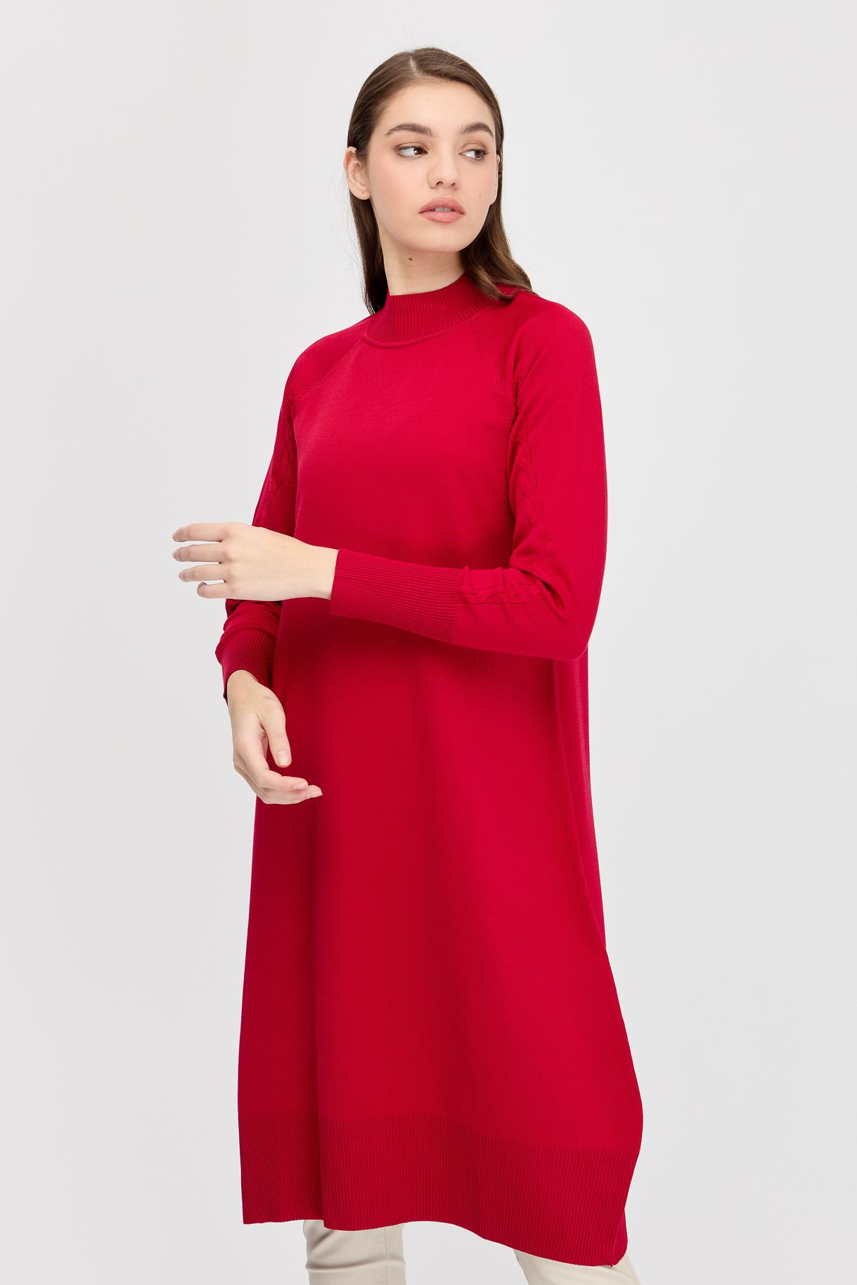 Yarım Balıkçı Basic Triko Tunik - BORDO