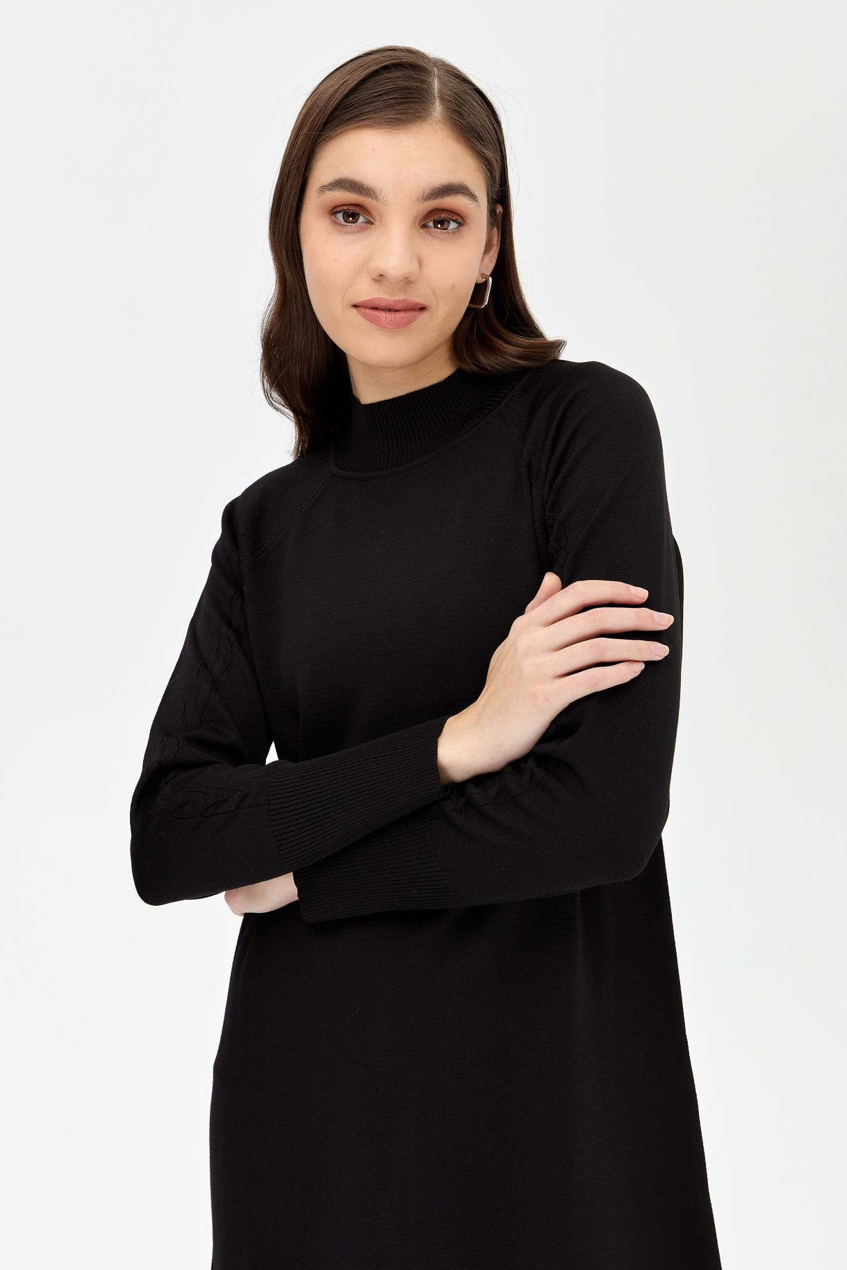 Yarım Balıkçı Basic Triko Tunik - SİYAH