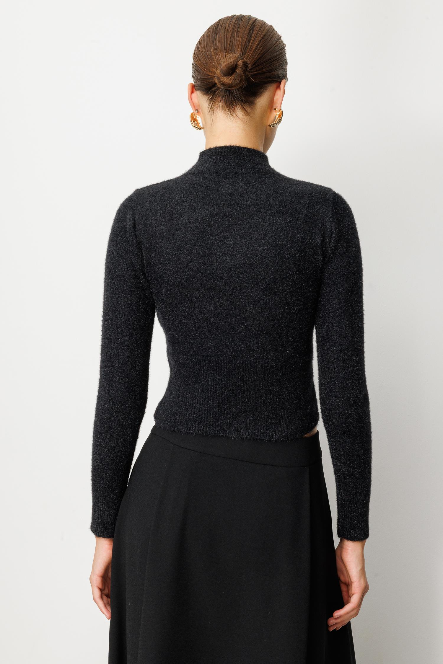 Yarım Balıkçı Kısa Triko Kazak-SİYAH