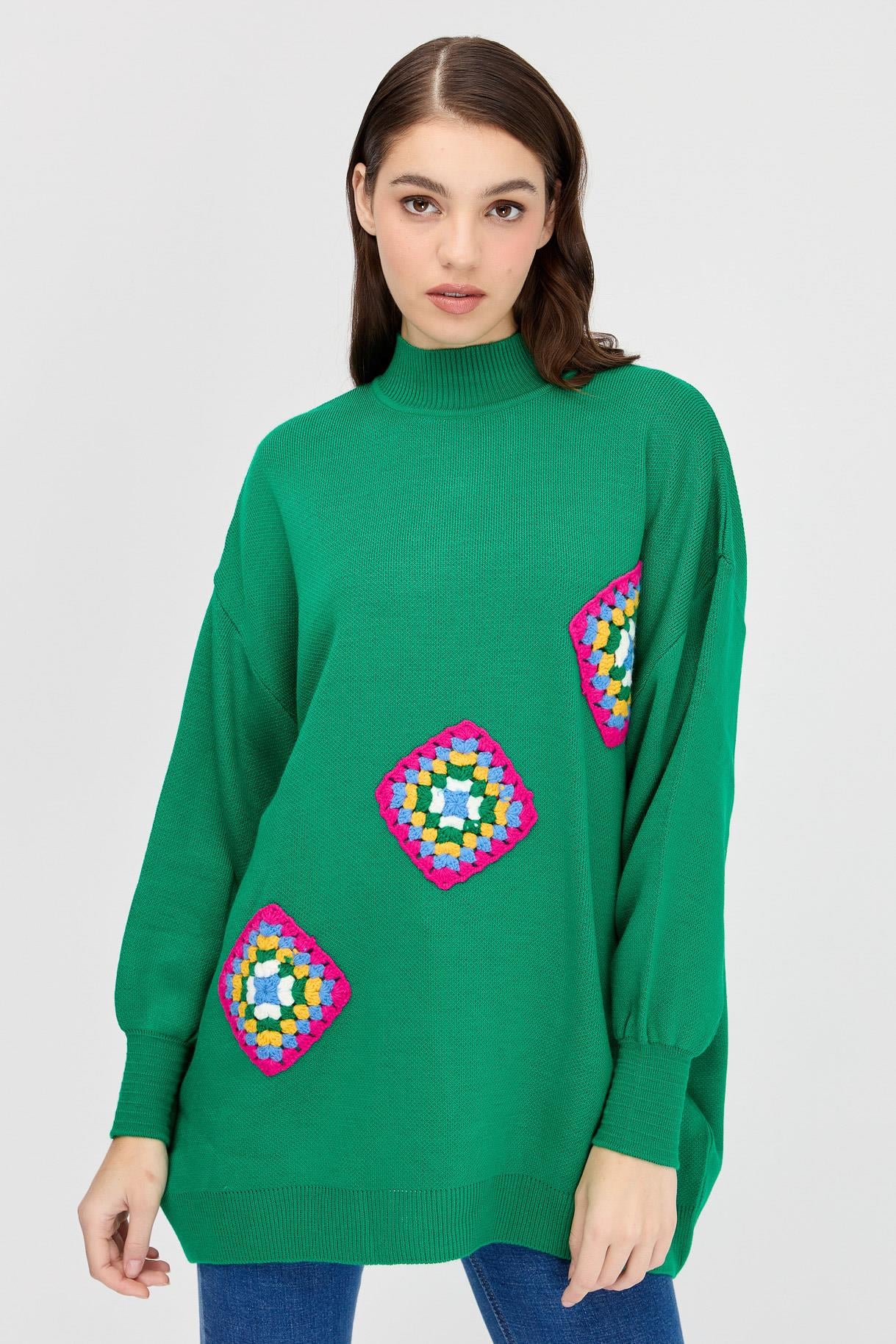 Yarım Balıkçı Nakışlı Triko Tunik - BENETTON
