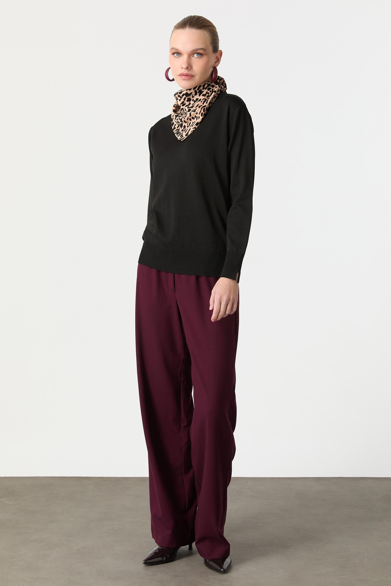 Yarım Balıkçı Triko Tunik-SİYAH