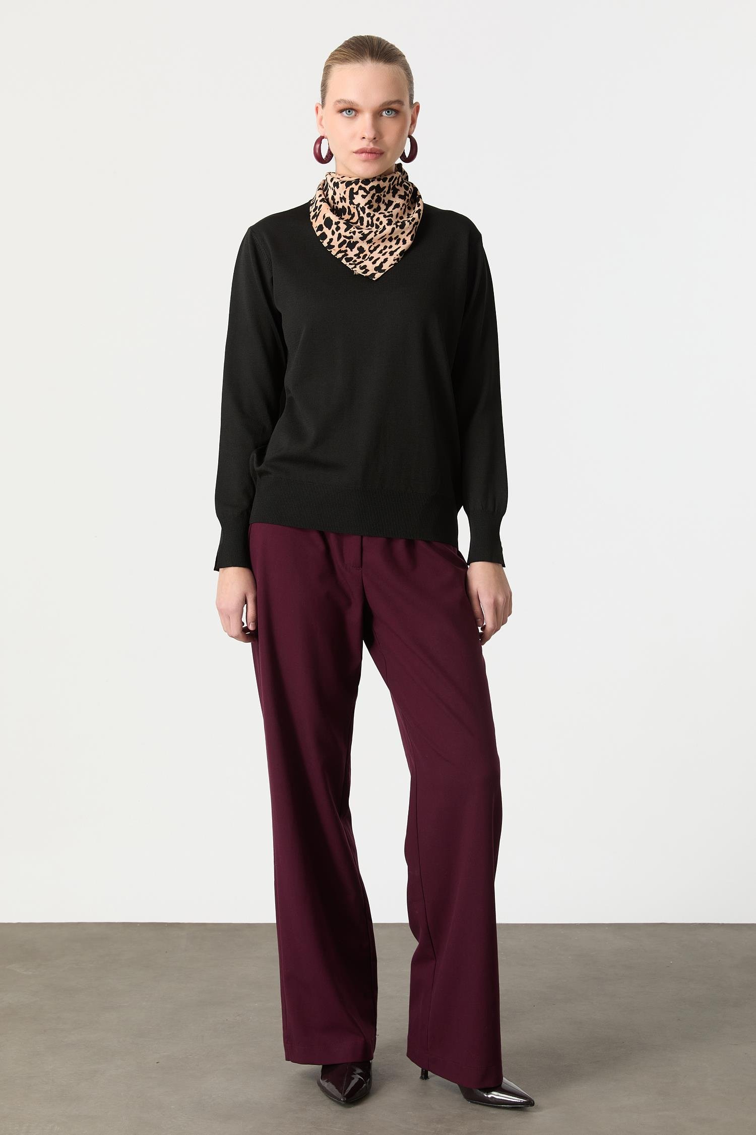 Yarım Balıkçı Triko Tunik-SİYAH