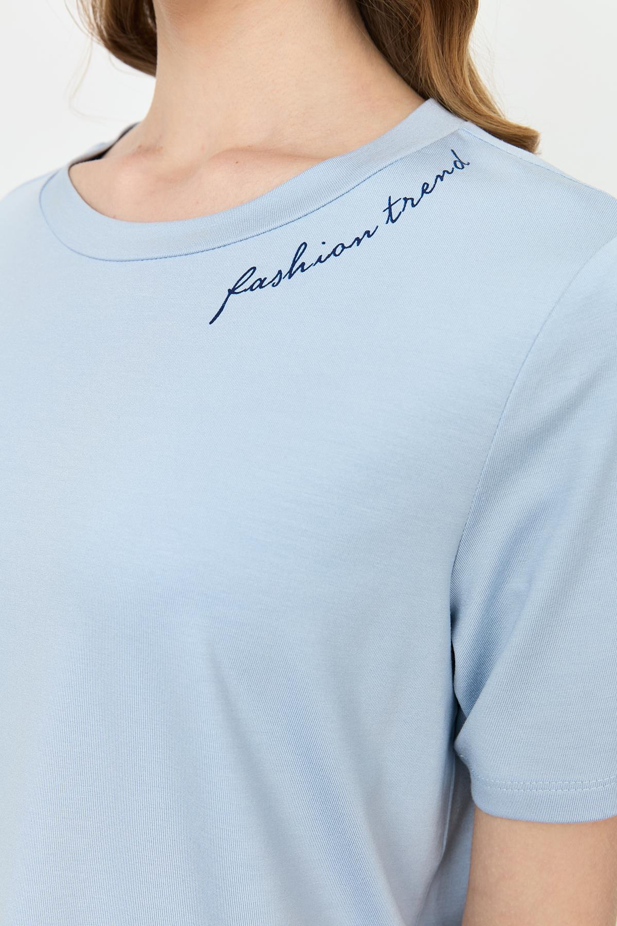 Yazı Detay Pamuklu Bluz-A.MAVI