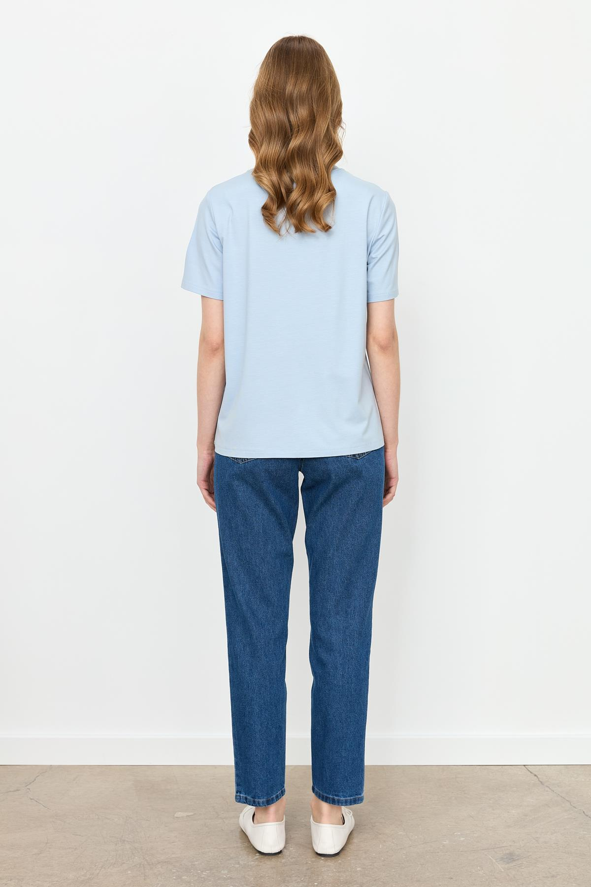 Yazı Detay Pamuklu Bluz-A.MAVI