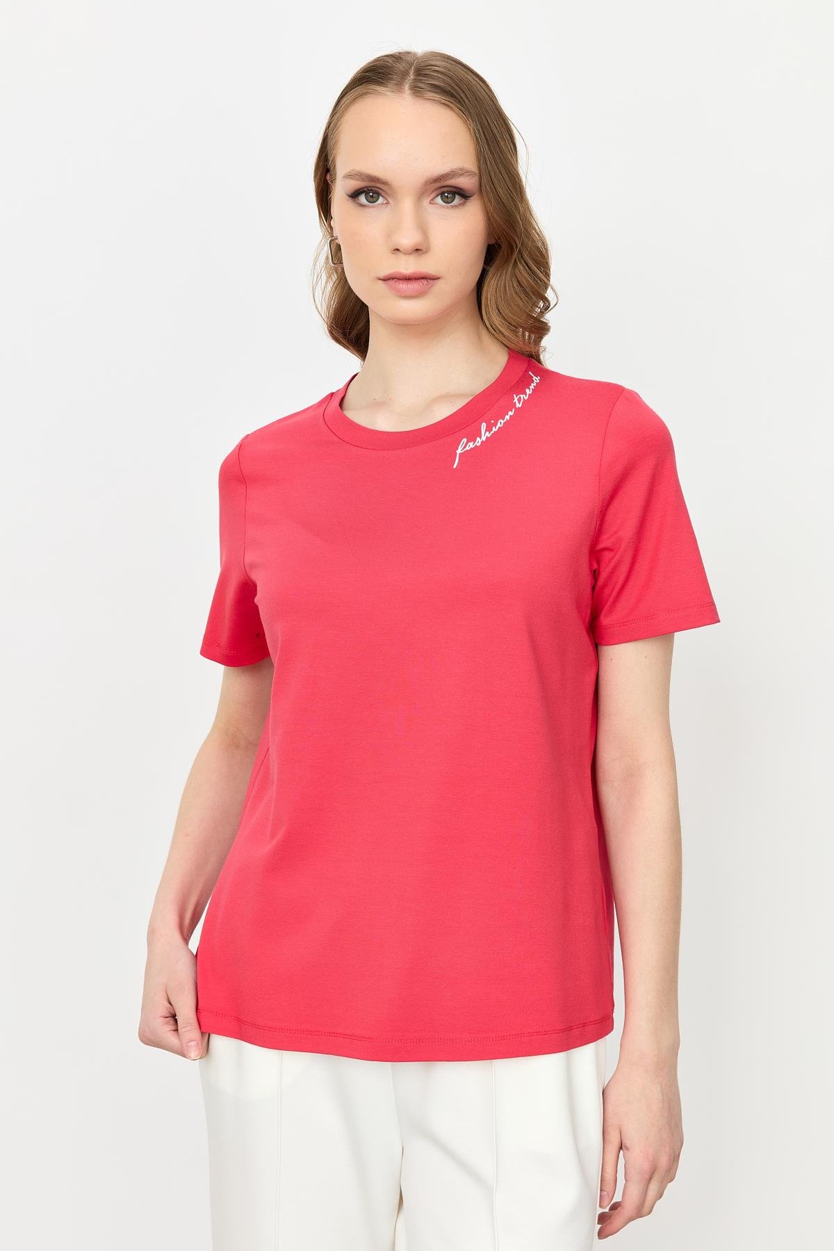 Yazı Detay Pamuklu Bluz-MERCAN