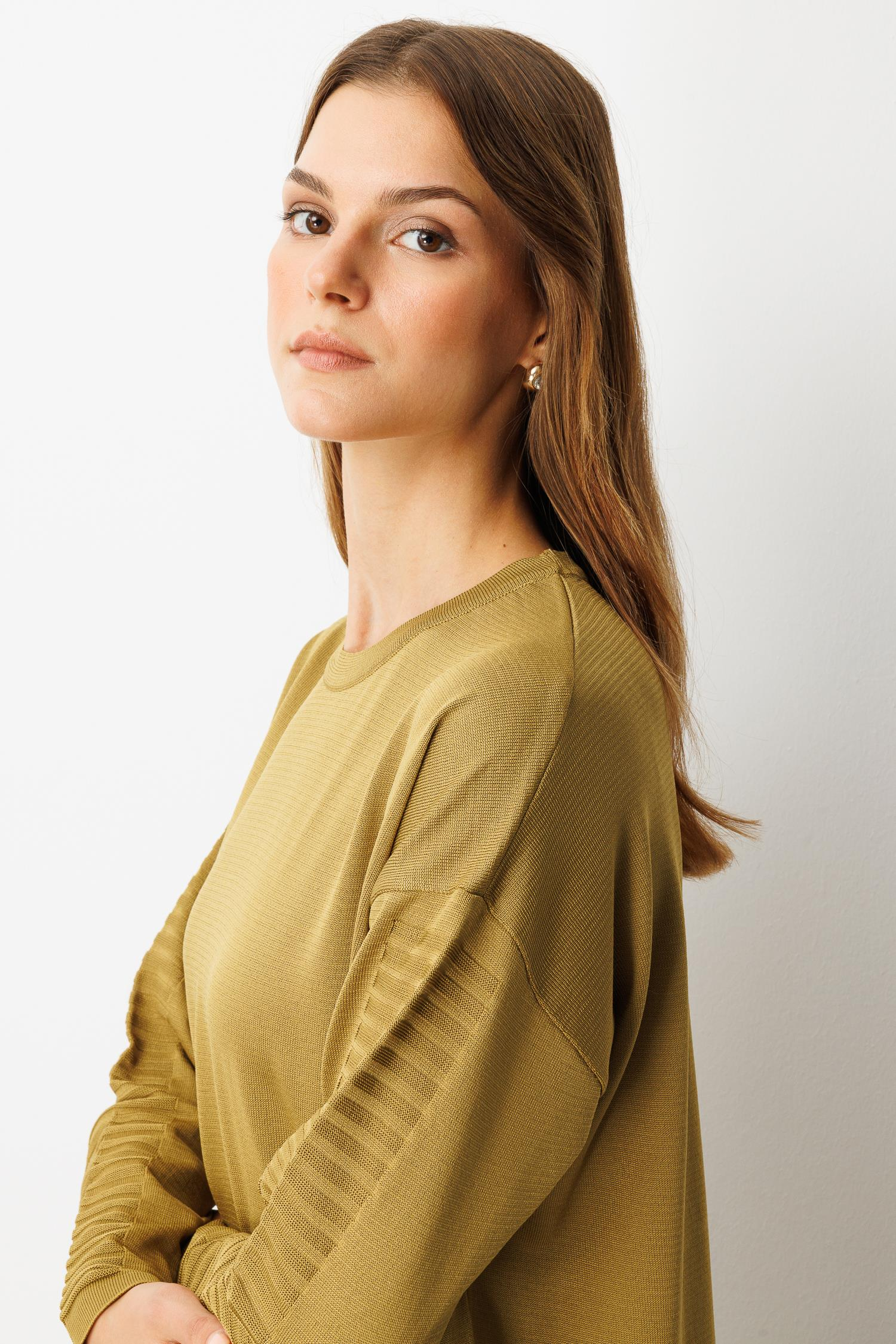 Yırtmaç Detaylı Triko Tunik-Y.YEŞİLİ