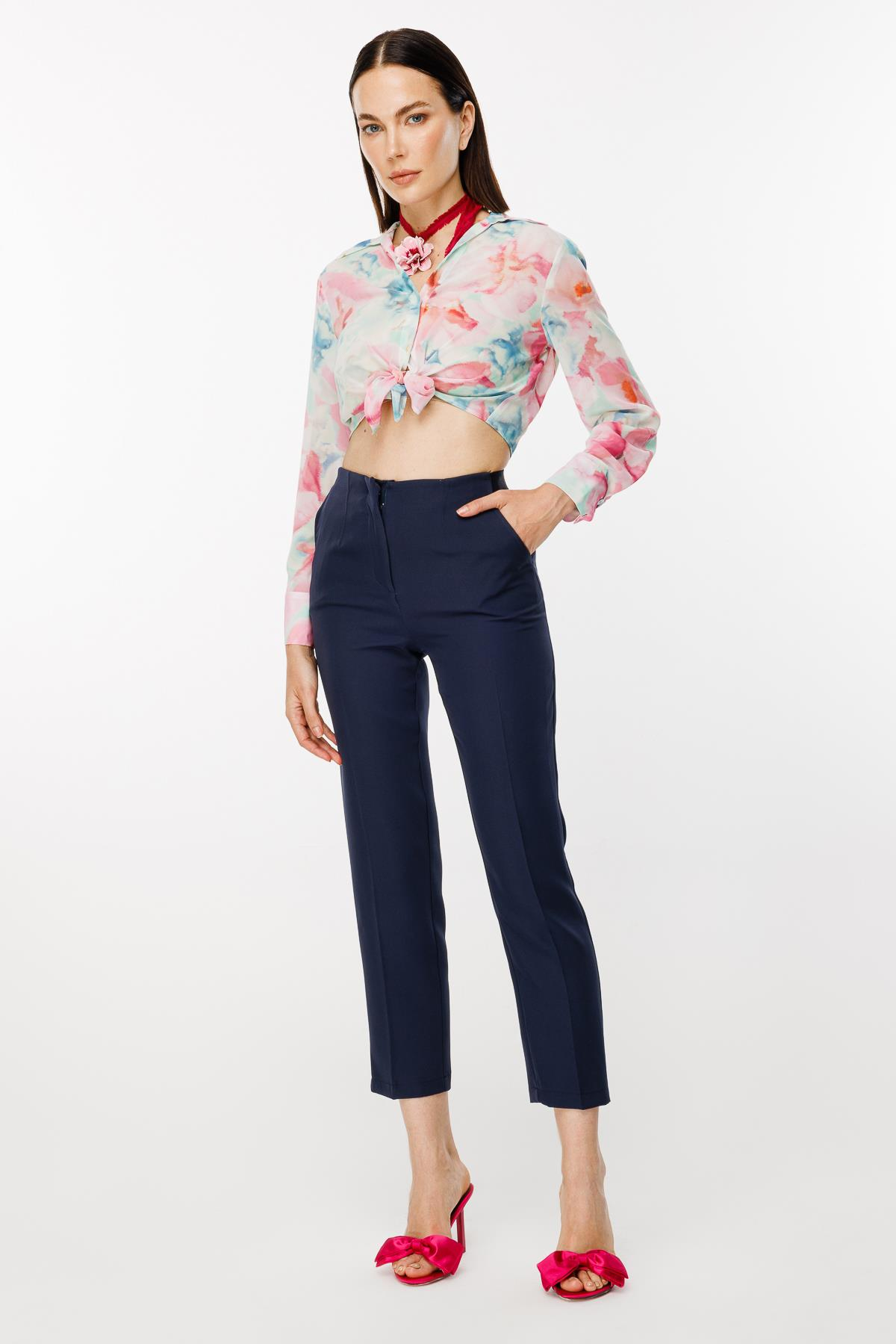 Yüksek Bel Arkası Lastikli Pantolon - LACI