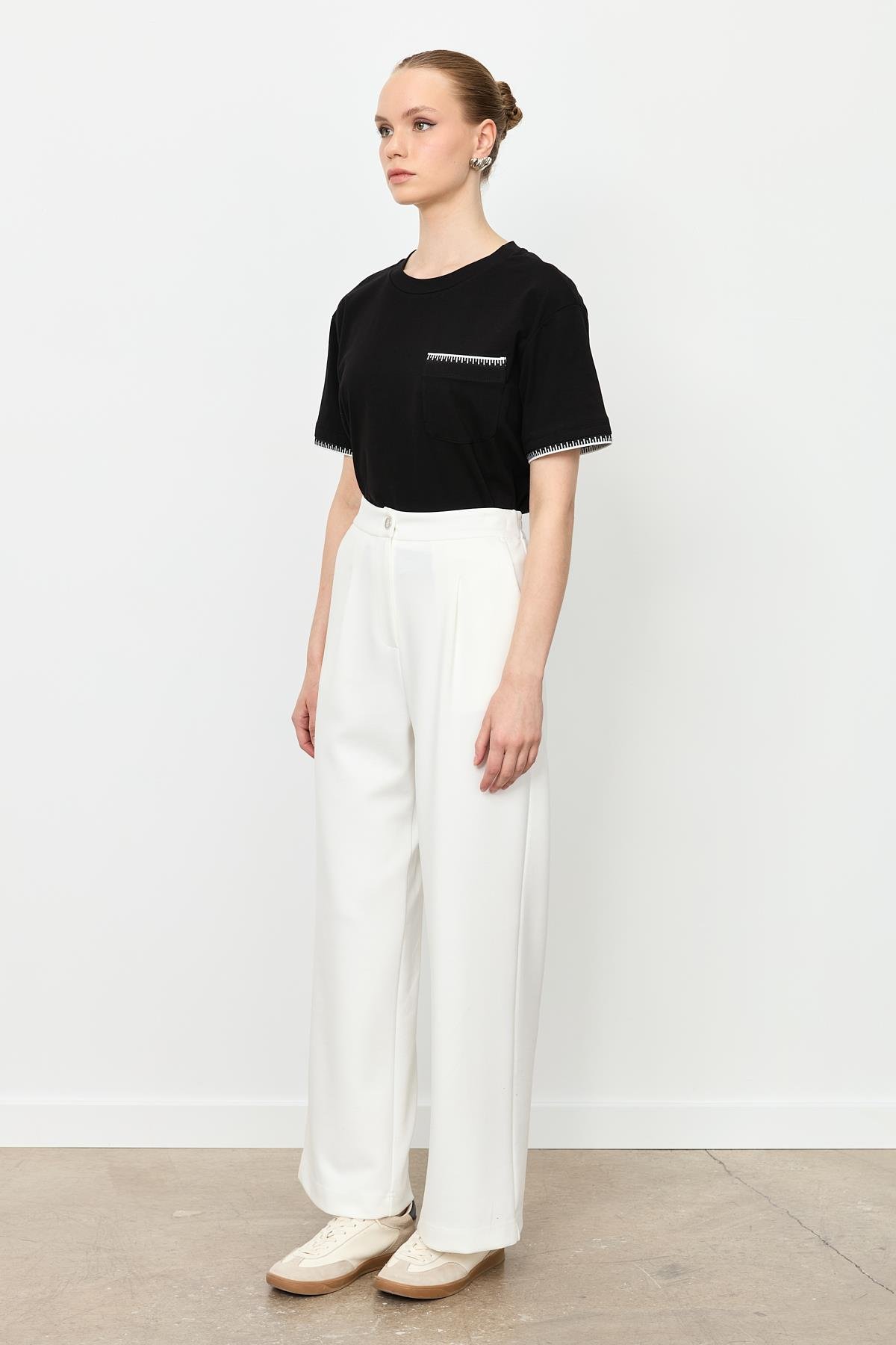 Yüksek Bel Modal Pantolon-KEMIK