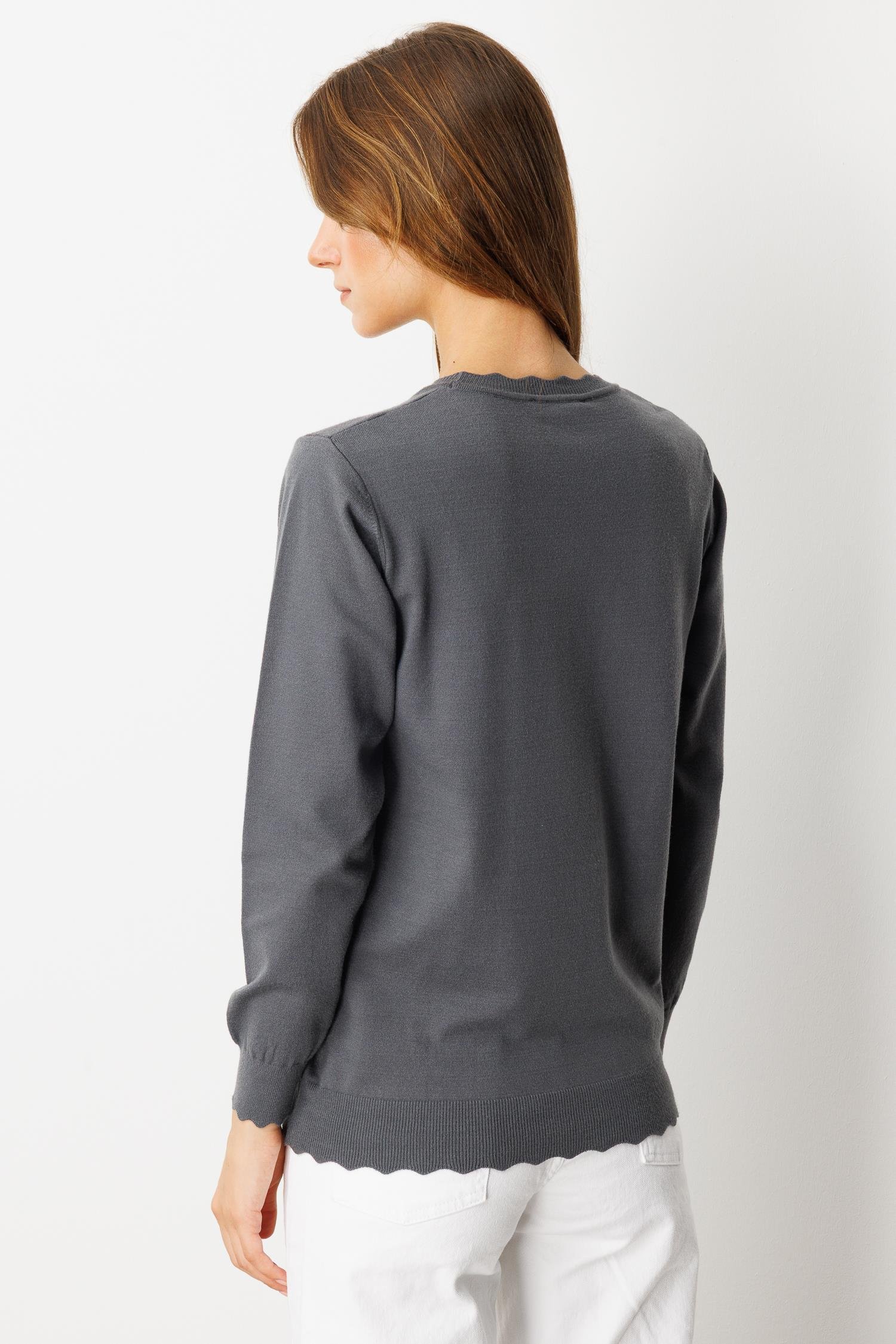 Yuvarlak Yaka Angora Triko Kazak-FUME