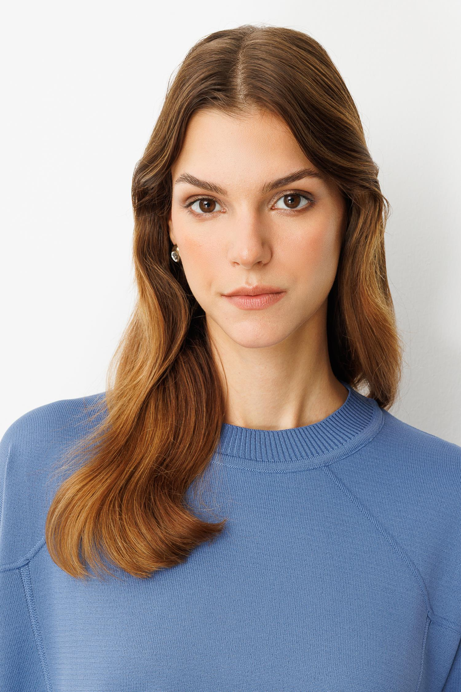 Yuvarlak Yaka Basic Triko-İNDİGO