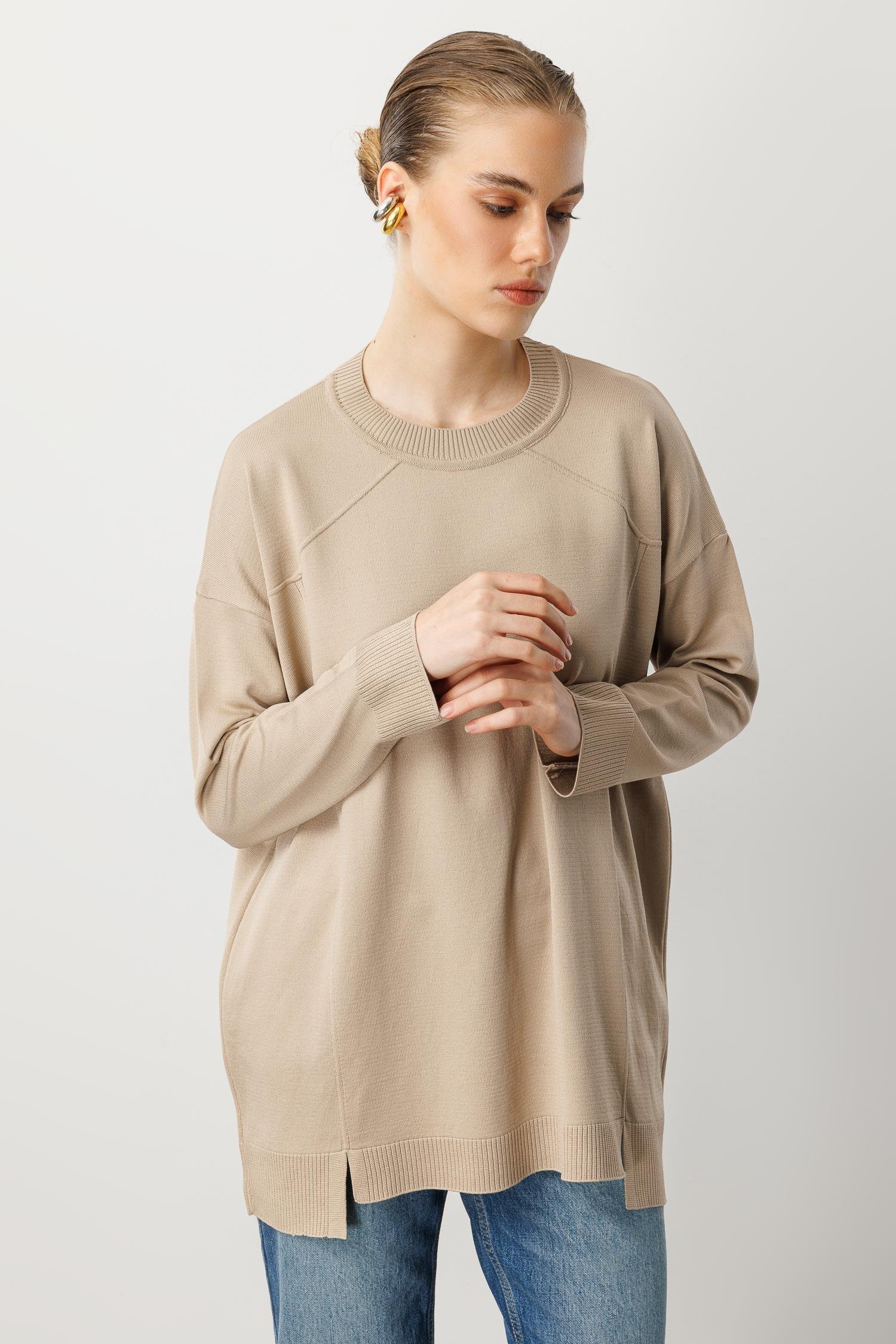 Yuvarlak Yaka Basic Triko-TAŞ