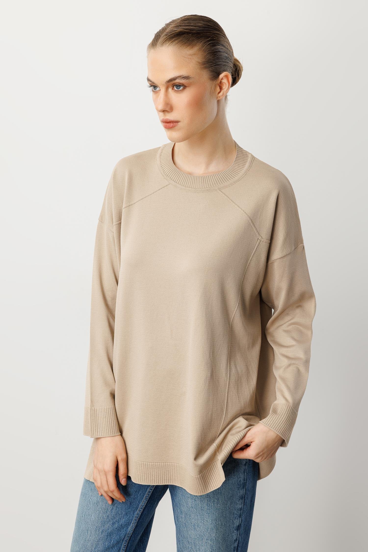 Yuvarlak Yaka Basic Triko-TAŞ