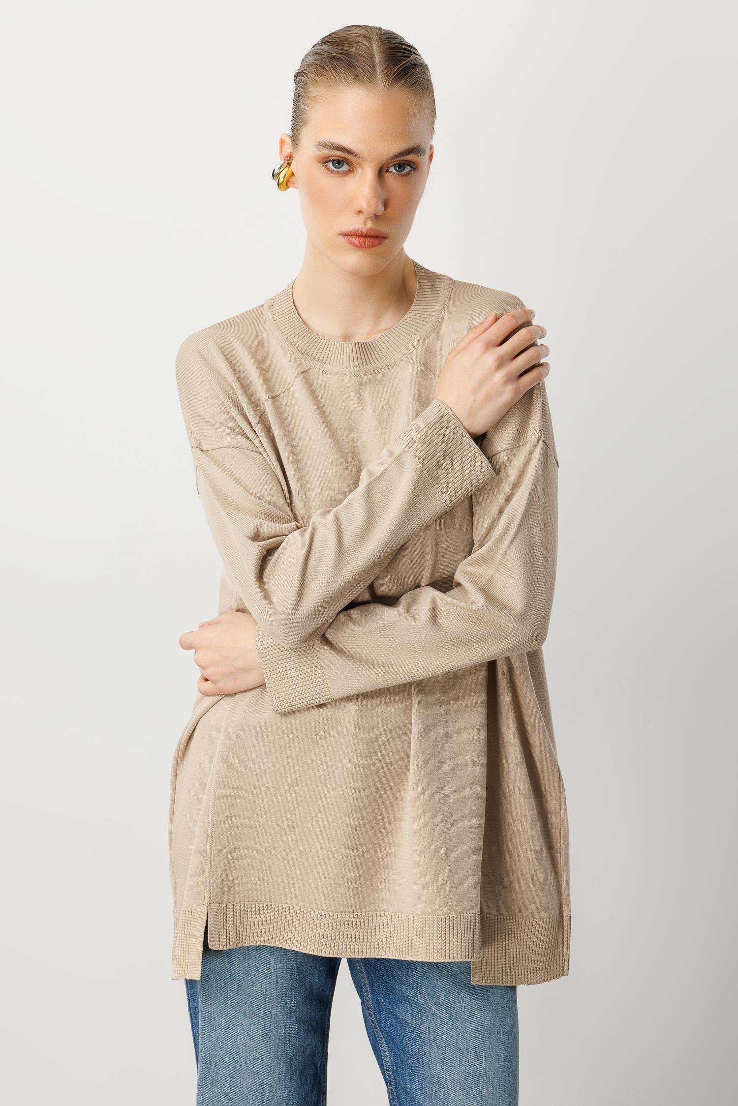 Yuvarlak Yaka Basic Triko-TAŞ