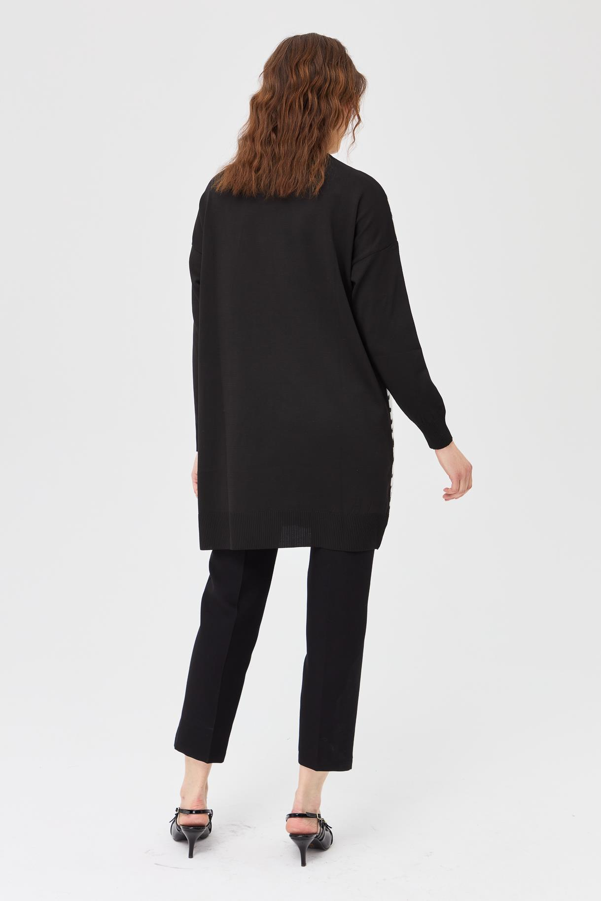 Zebra Kombinli Triko Tunik - SİYAH