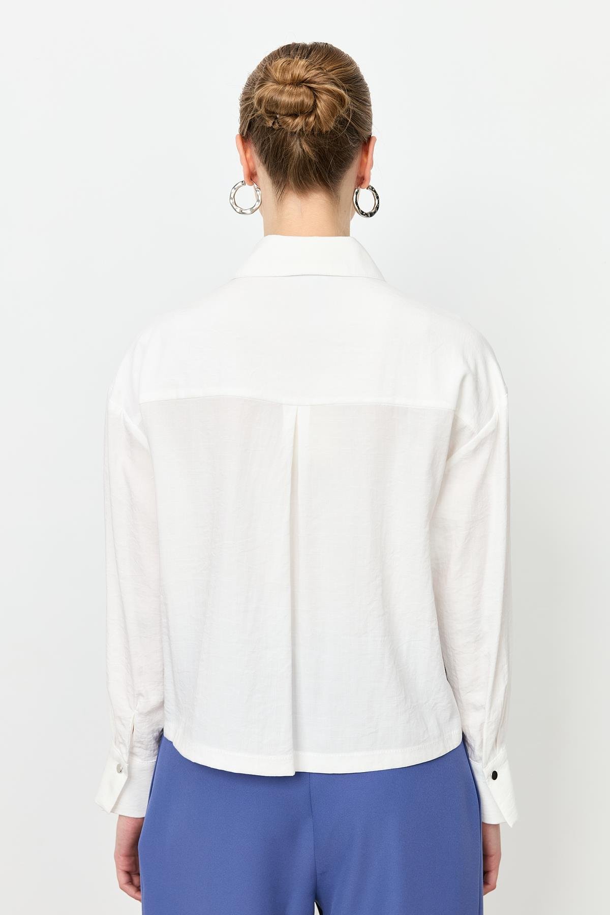 Zımba Şerit Detaylı Gömlek-EKRU