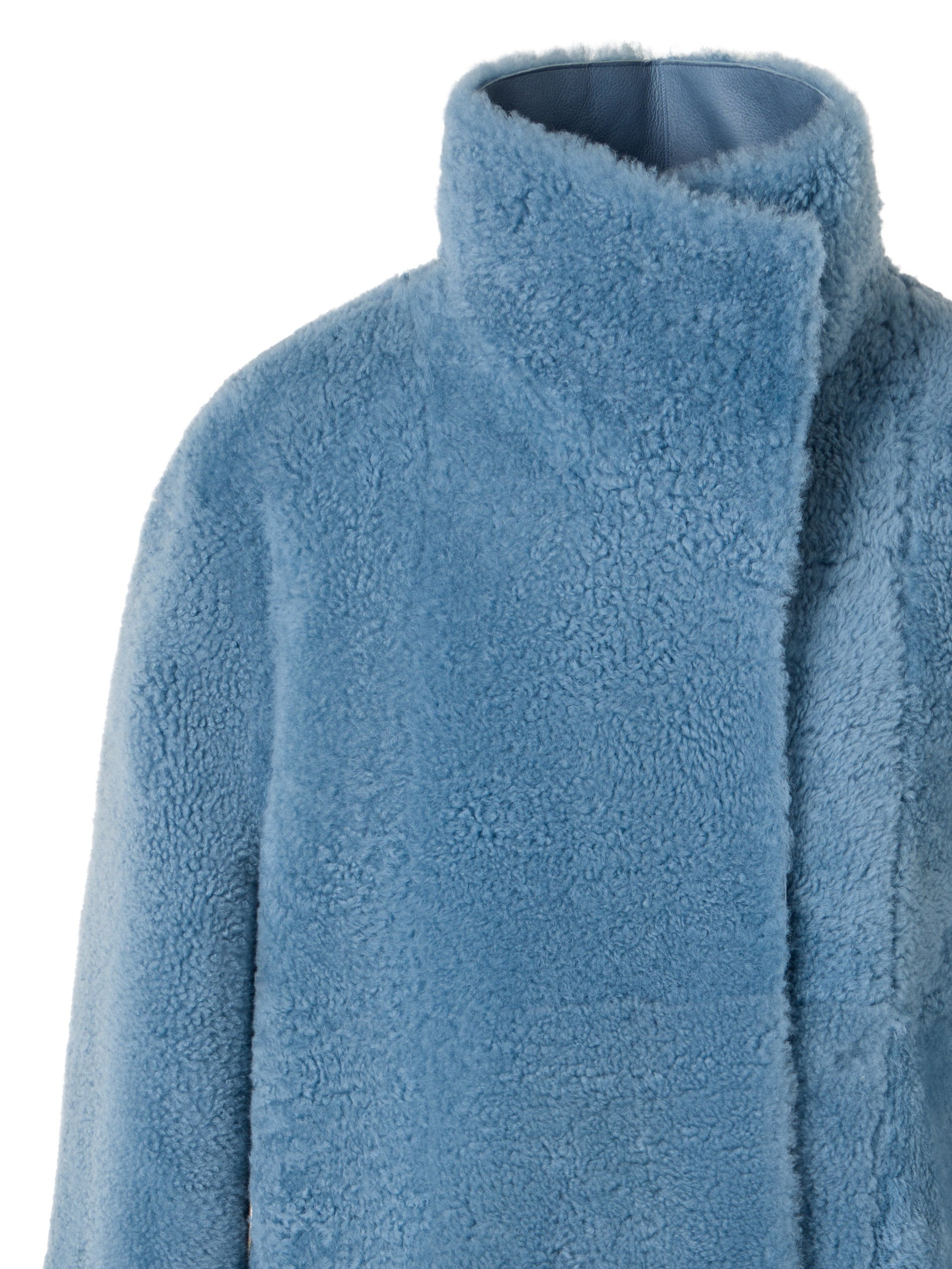 Akris Punto Dik Yaka Çıtçıtlı Mavi Peluş Ceket
