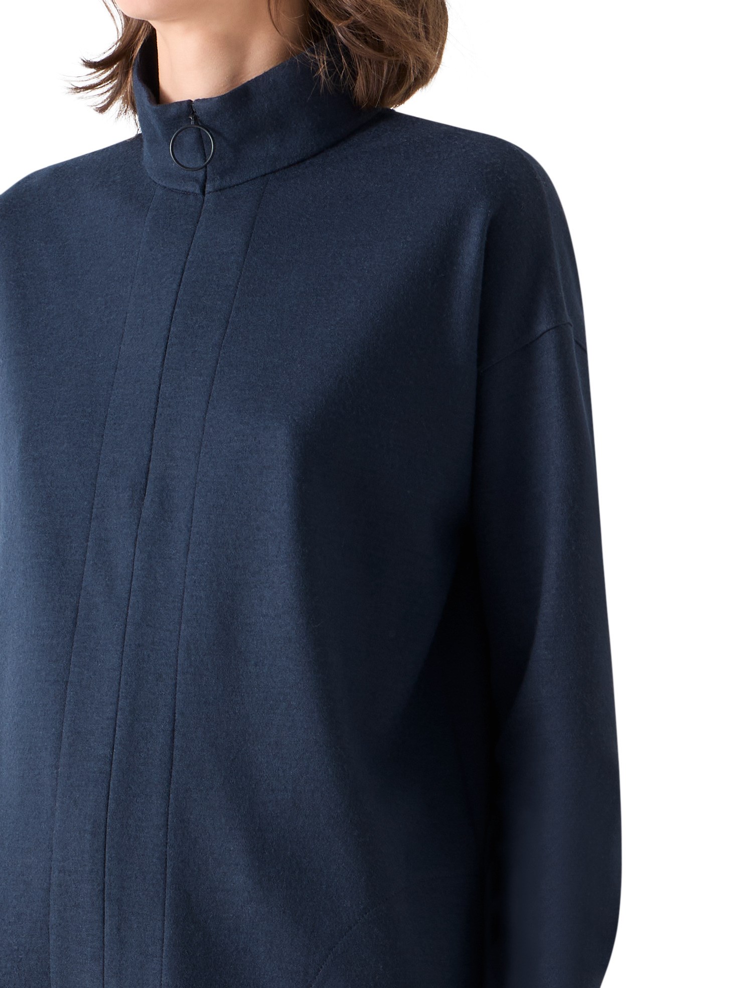 Akris Punto Fermuarlı Dik Yaka Uzun Kesim Yünlü Sweatshirt