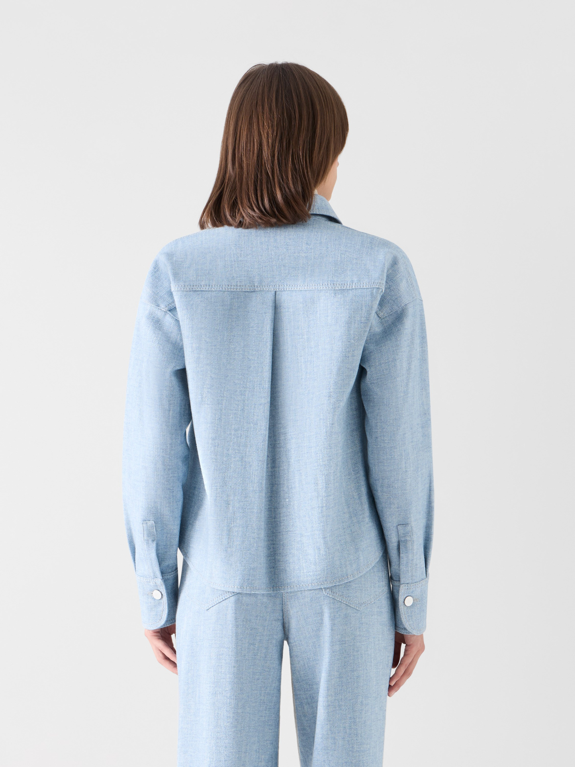 Akris Punto Kısa Kesim Mavi Kışlık Denim Gömlek