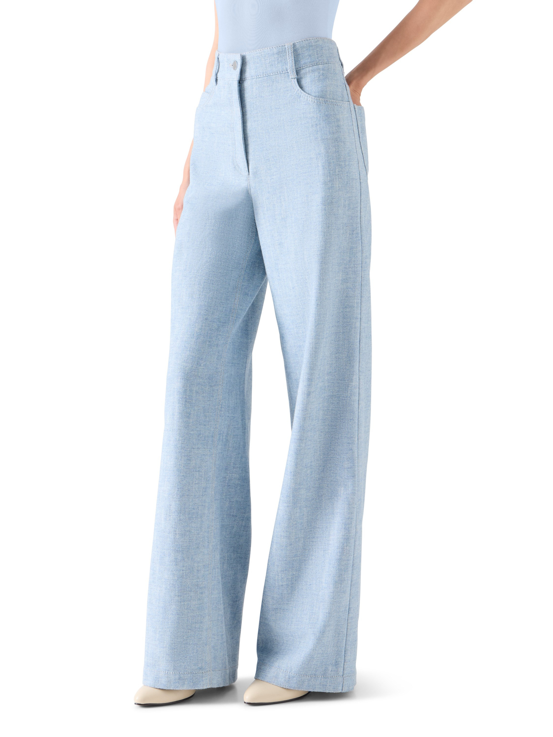 Akris Punto Yüksek Bel Geniş Paça Denim Pantolon