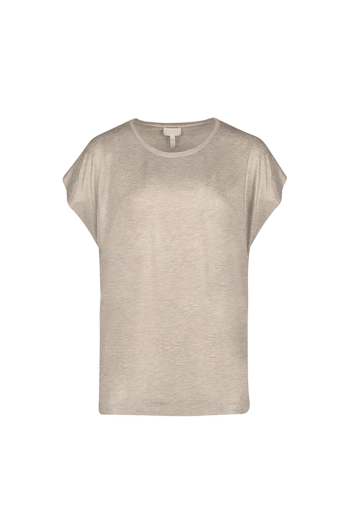 Escada  Bisiklet Yaka Düşük Kol Simli Bej T-shirt