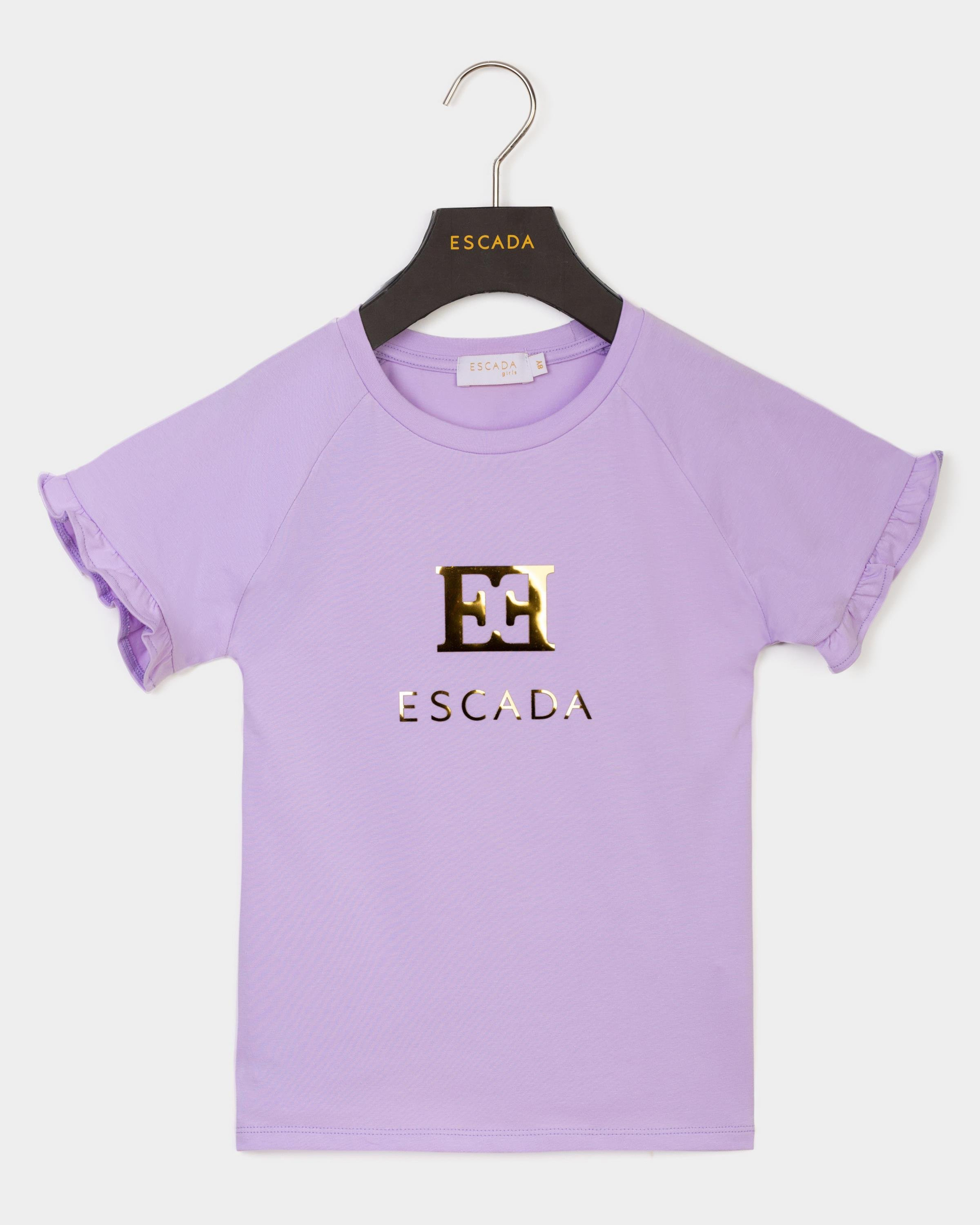 Escada Çocuk Logolu Fırfır Kol Lila T-shirt