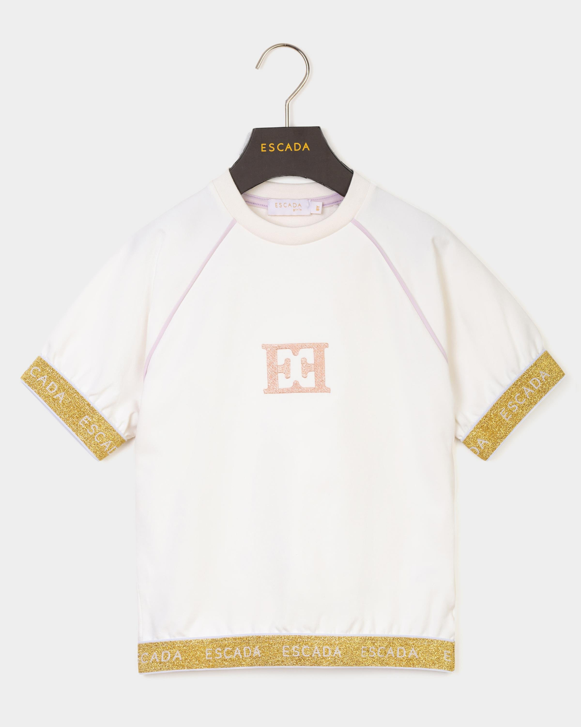 Escada Çocuk Şerit Detaylı Kısa Kol Sweatshirt