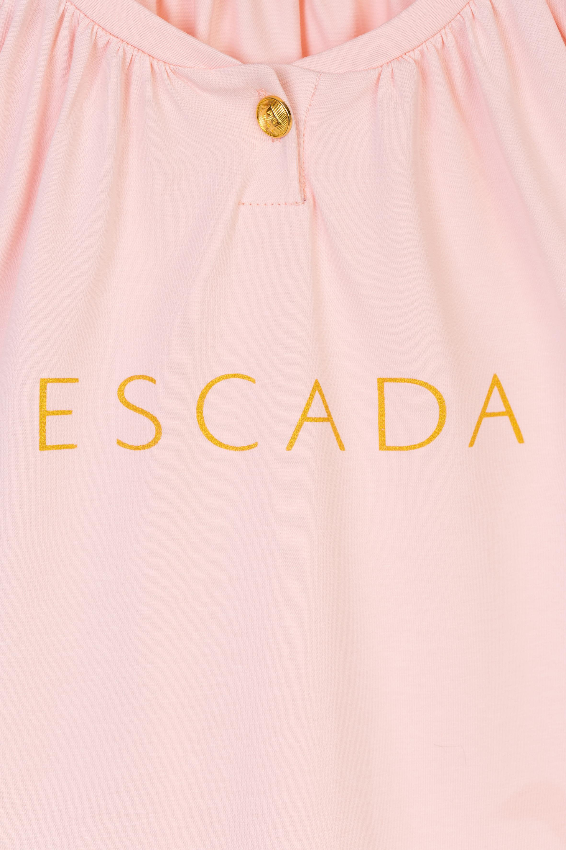 Escada Çocuk Tek Düğmeli Logolu Kısa Kol Elbise