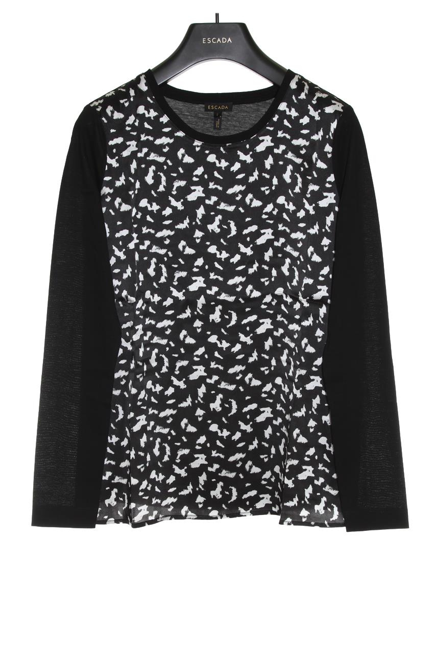 Escada  Desenli Bisiklet Yaka Uzun Kol Pamuk T-shirt