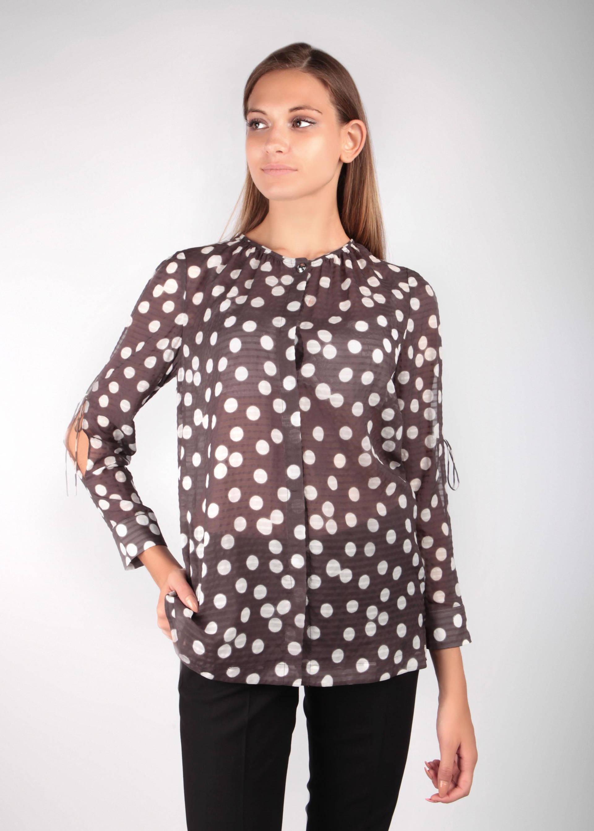 Escada  Kol Detaylı Puantiye Desenli İpek ve Pamuk Gömlek