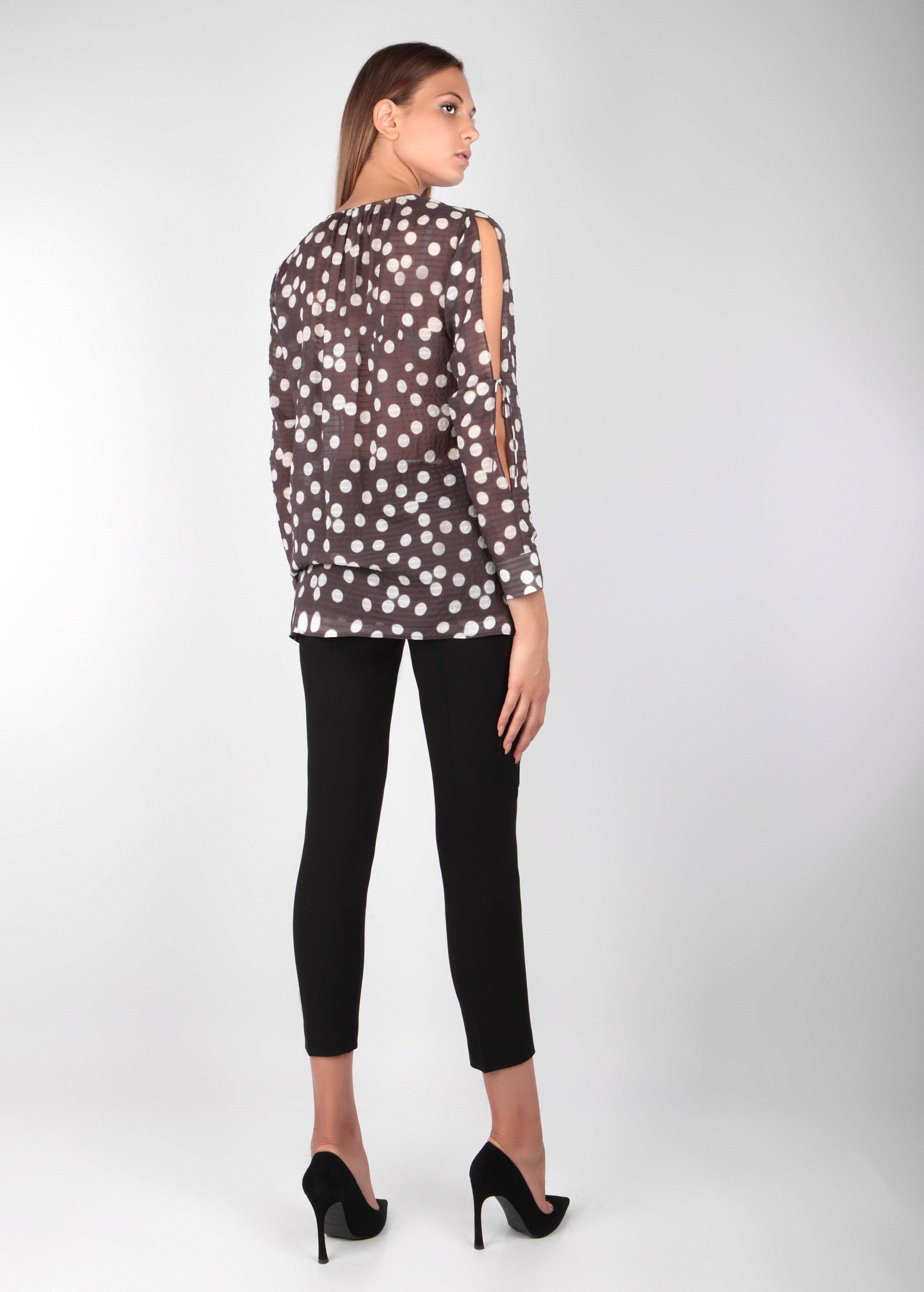 Escada  Kol Detaylı Puantiye Desenli İpek ve Pamuk Gömlek