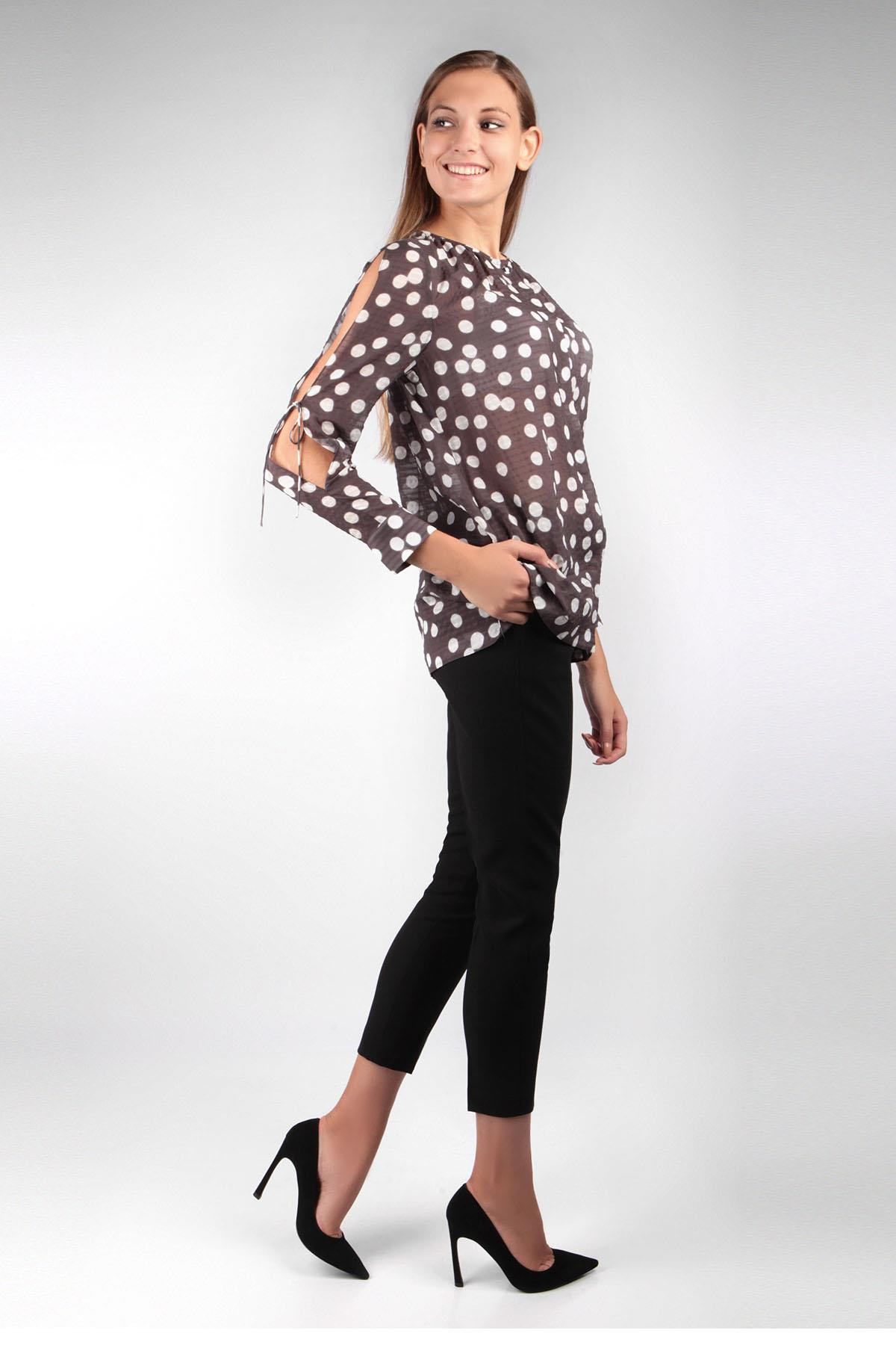 Escada  Kol Detaylı Puantiye Desenli İpek ve Pamuk Gömlek