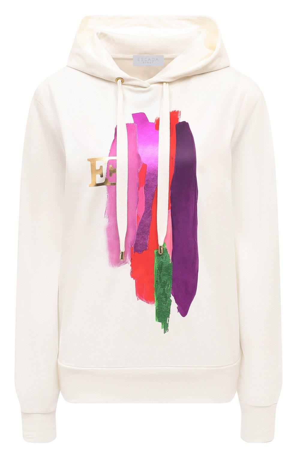 Escada  Logolu Kapüşonlu Ekru Pamuklu Sweatshirt