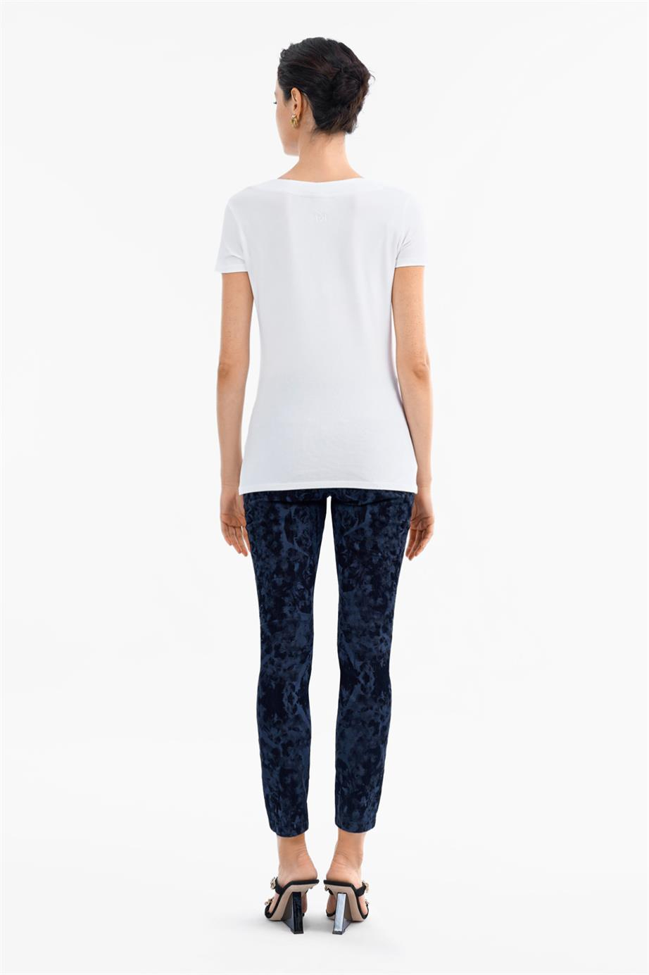 Escada  U Yaka Pamuklu Beyaz Basic T-shirt