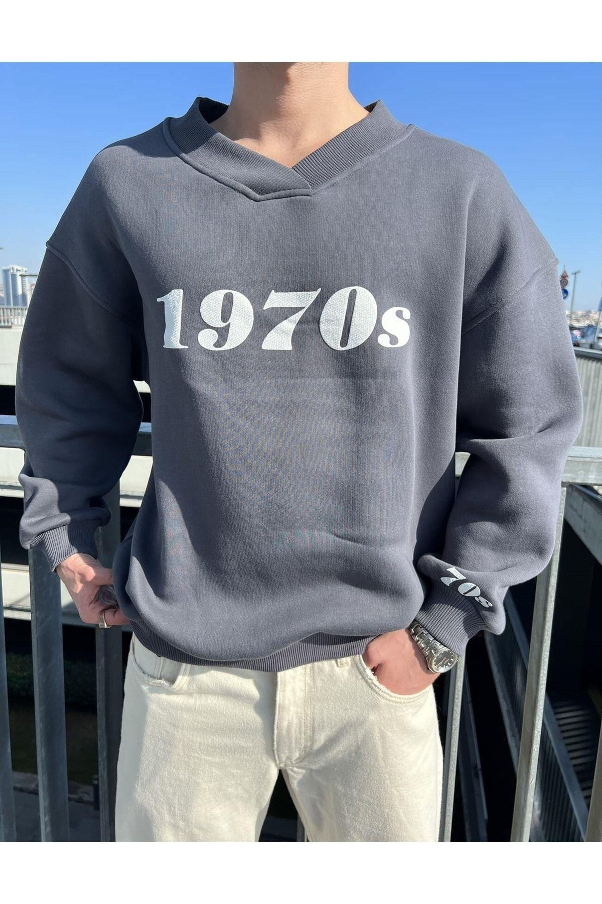 Mai 1970s Anthracite Oversize Unisex Sweatshirt