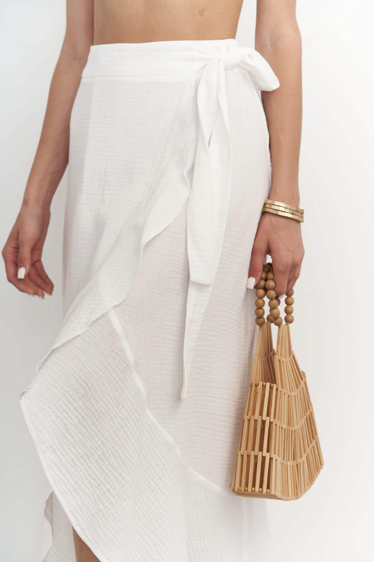 Adelina White Muslin Crop-Top and Skirt Set