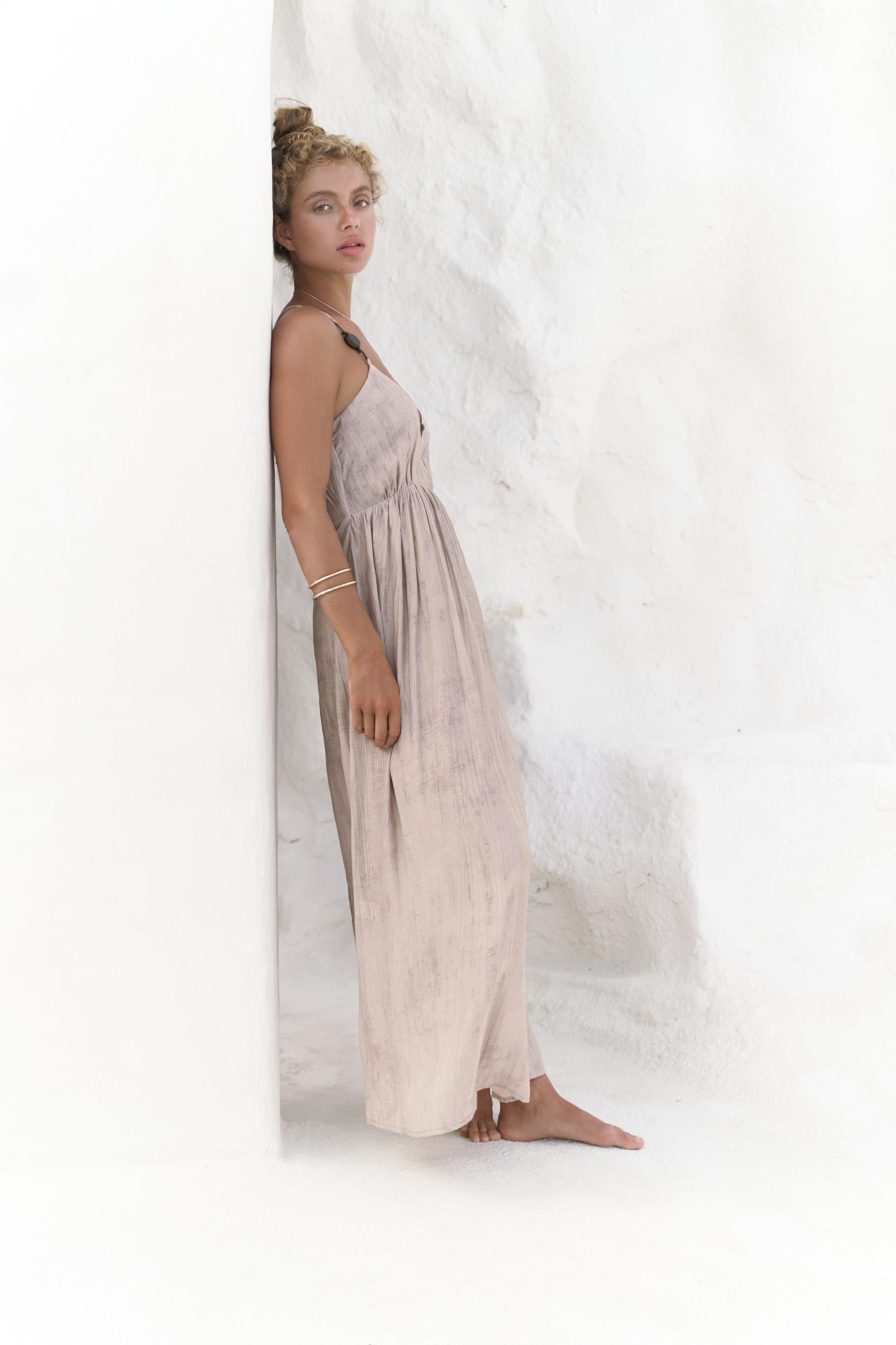 Aden Boncuk Detay Vizon Elbise