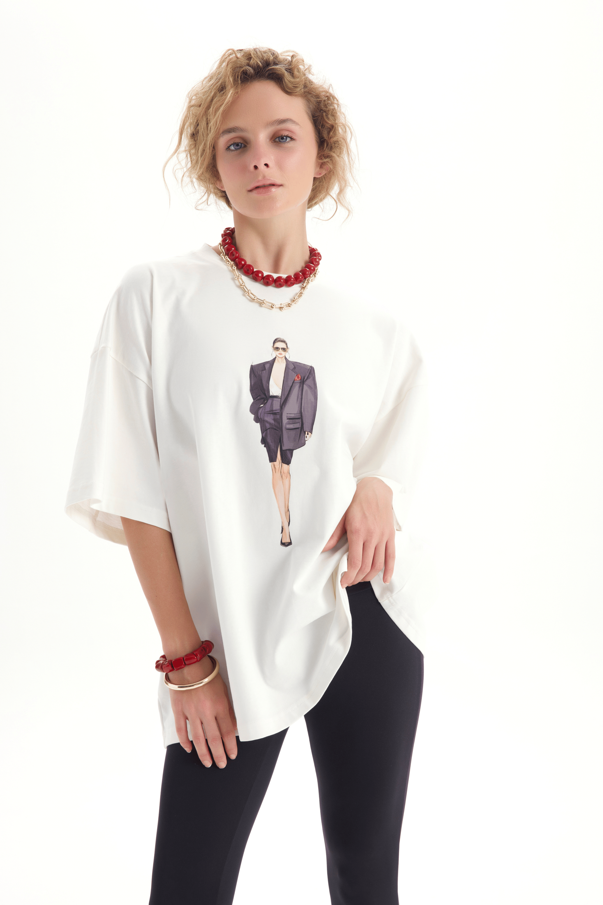 Adrien Oversize Beyaz T-Shirt