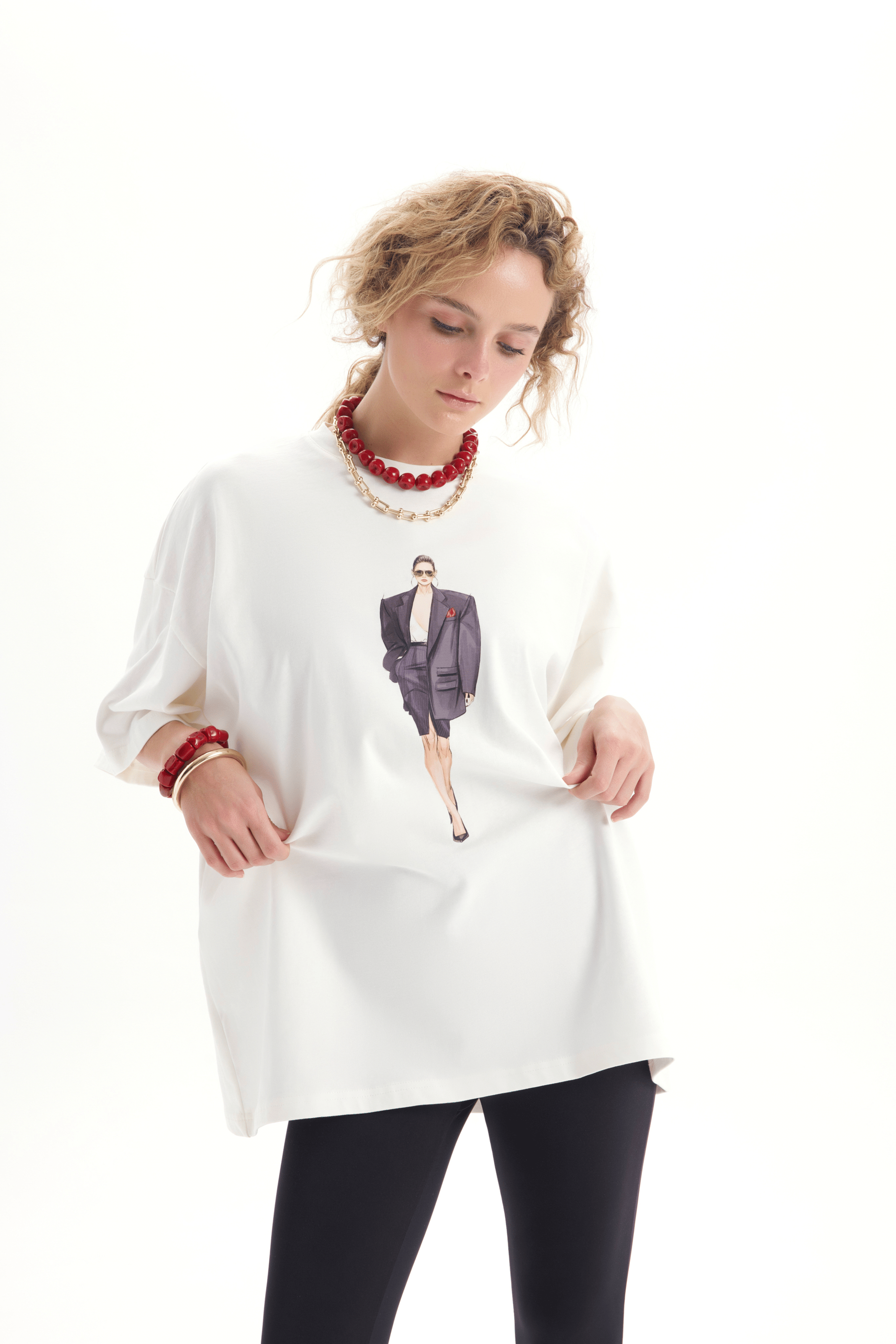 Adrien Oversize Beyaz T-Shirt