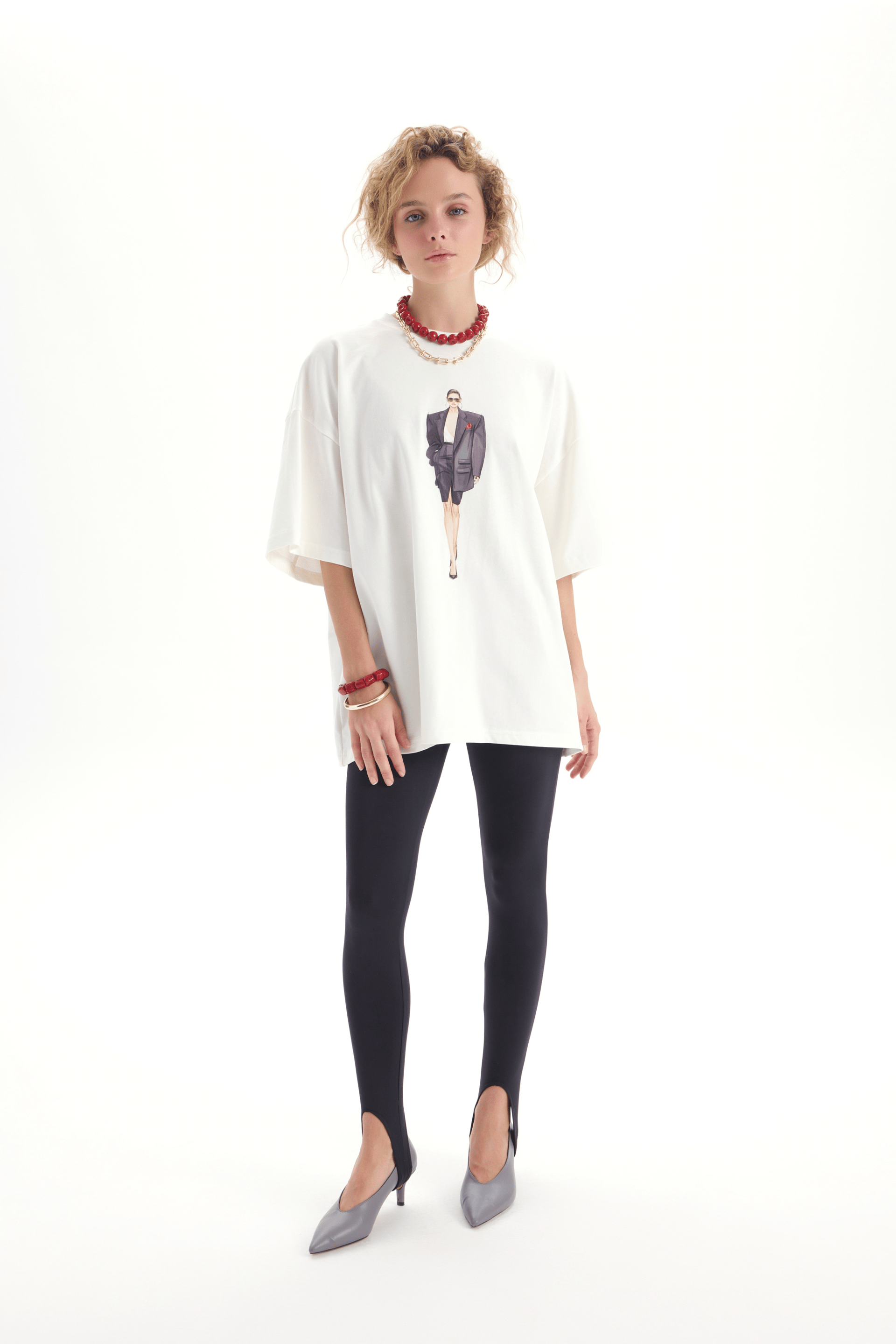 Adrien Oversize Beyaz T-Shirt