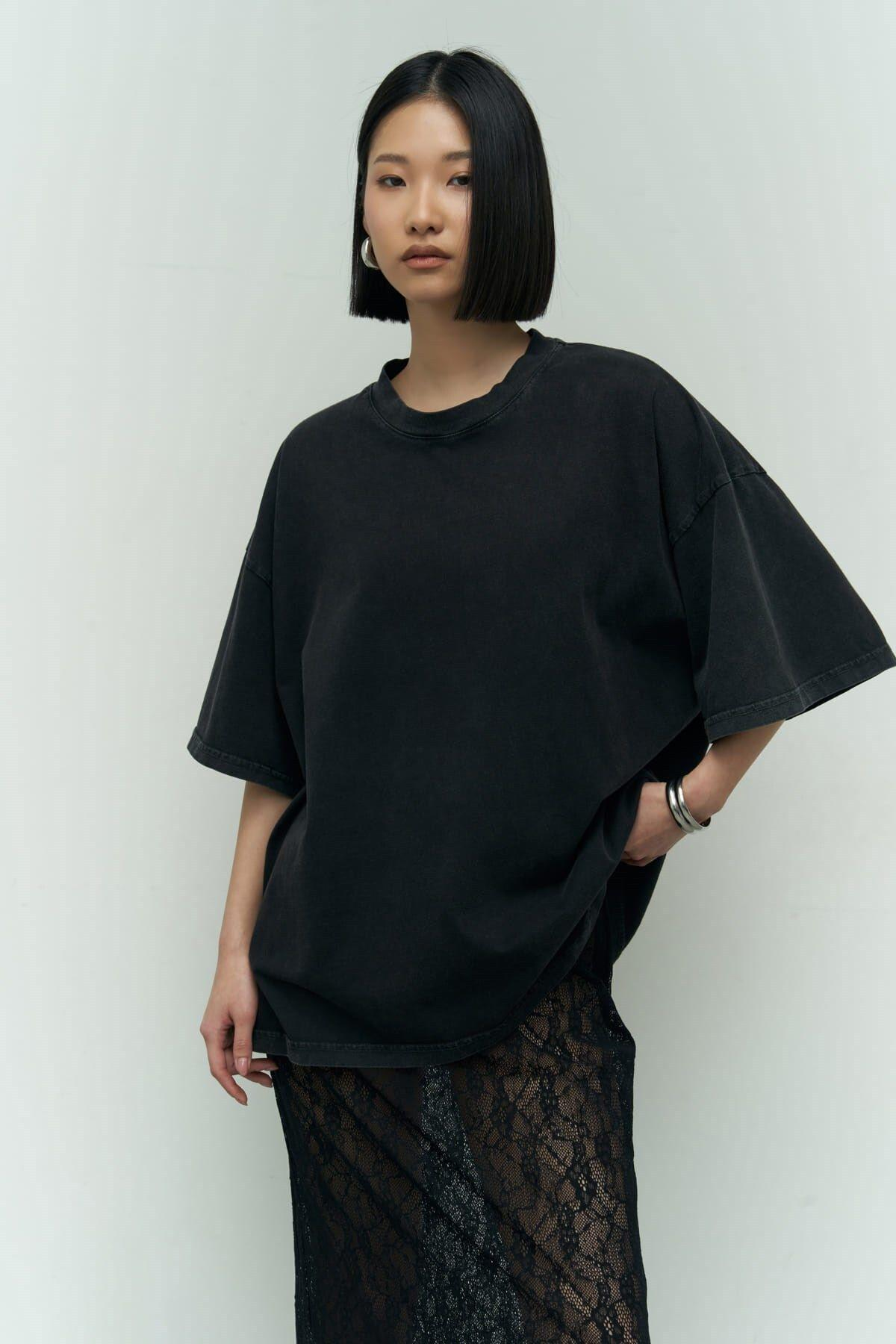 Adrina Black Oversize Washed T-Shirt