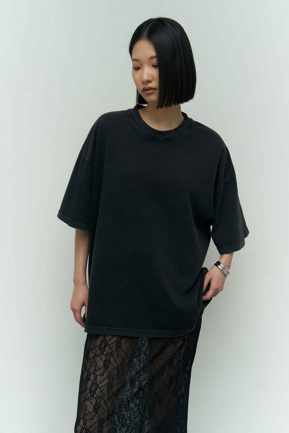 Adrina Black Oversize Washed T-Shirt