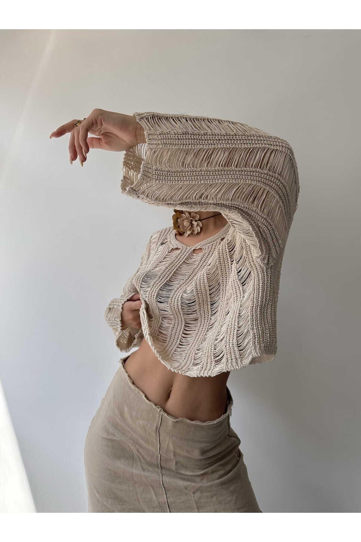 Ajur Bej Organik Triko Crop