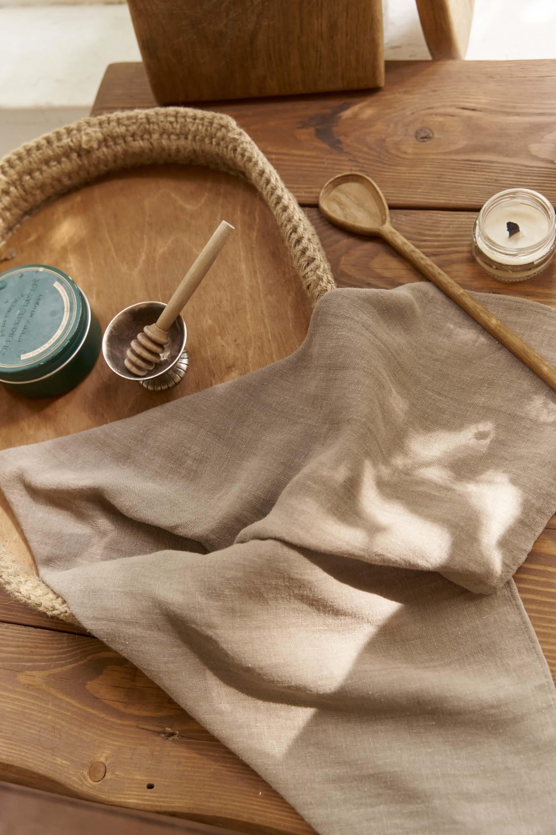 Alba Çizgili Haki Keten Fular