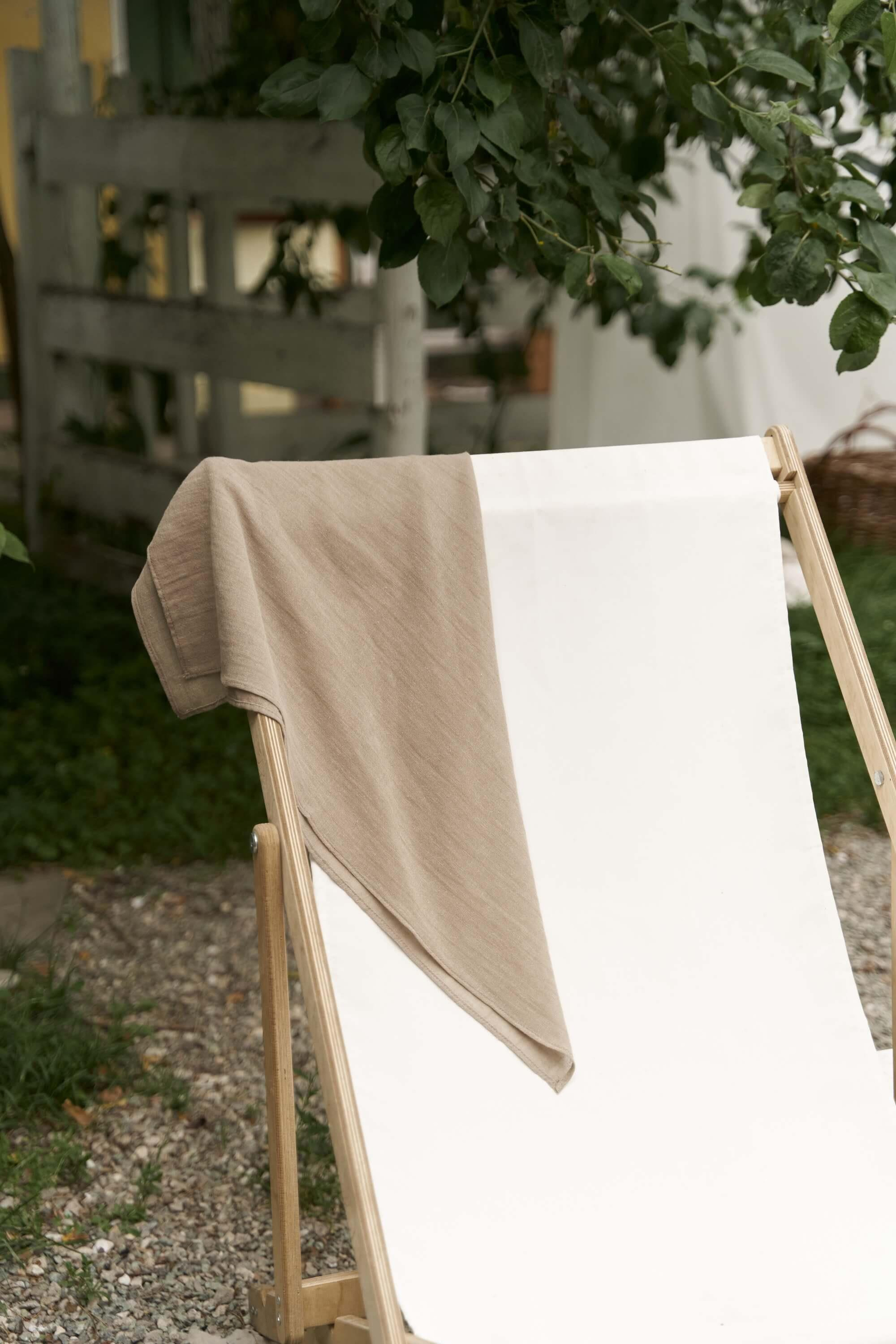 Alba Çizgili Haki Keten Fular