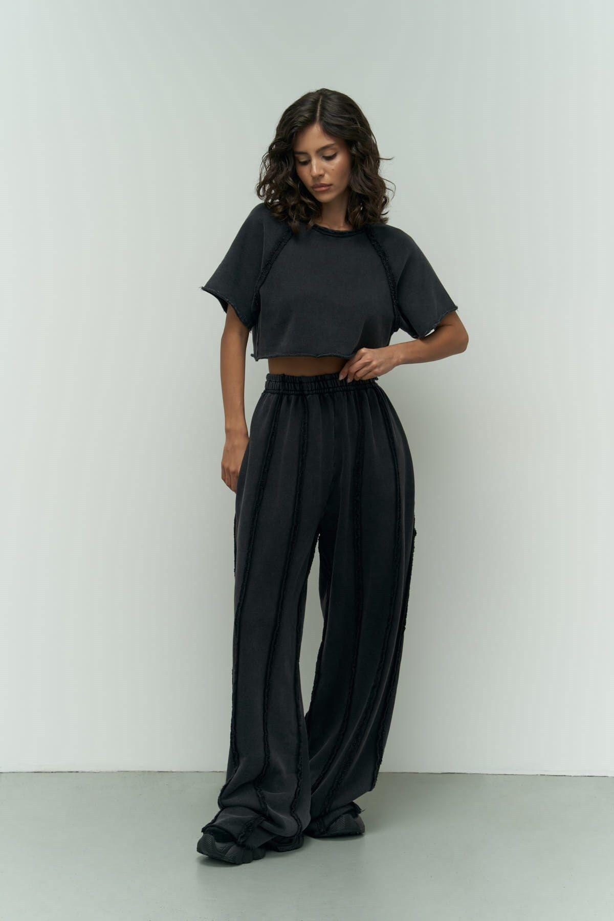 Alda Black Crop Washed Tracksuit